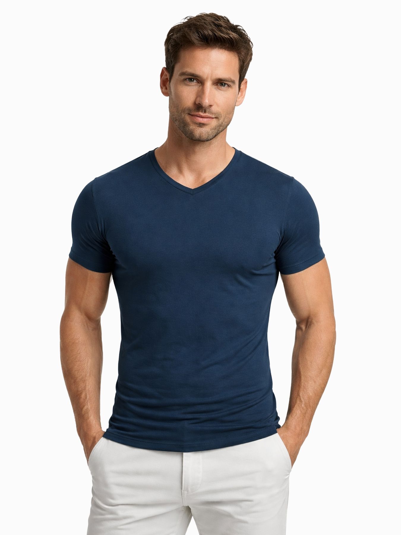 Garage basics BODYFIT T-shirt V-Neck Marine 00040384-B1