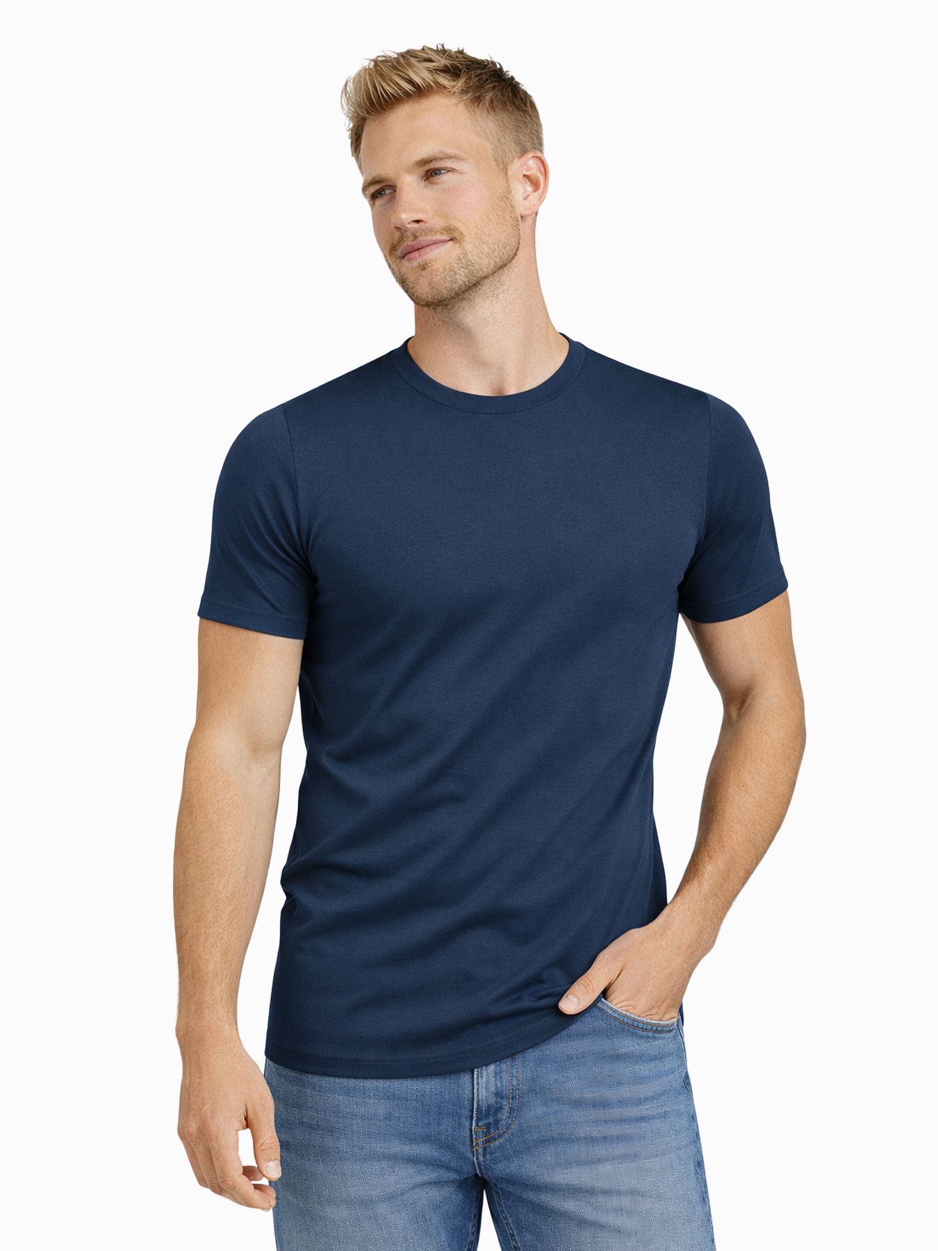 Garage basics SEMI BODYFIT T-shirt O-neck Marine 00040386-B1