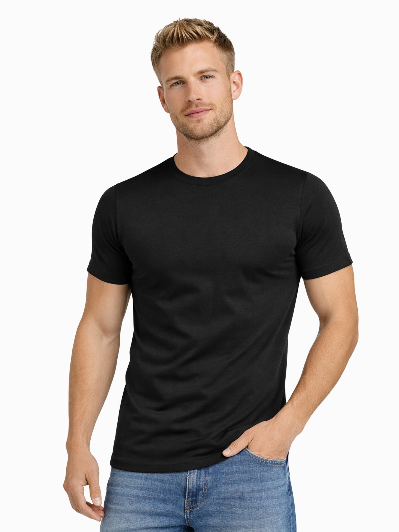 Garage basics SEMI BODYFIT T-shirt O-neck Zwart 00040386-Z1