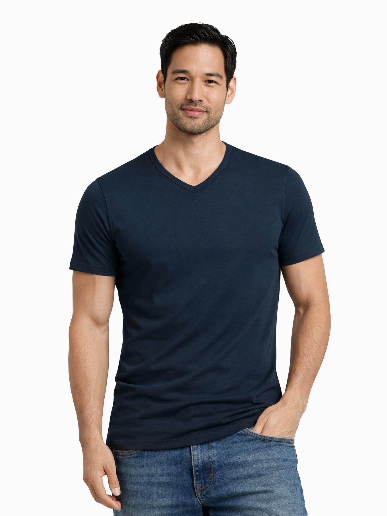 Garage basics SEMI BODYFIT T-shirt V-neck Marine 00040387-B1