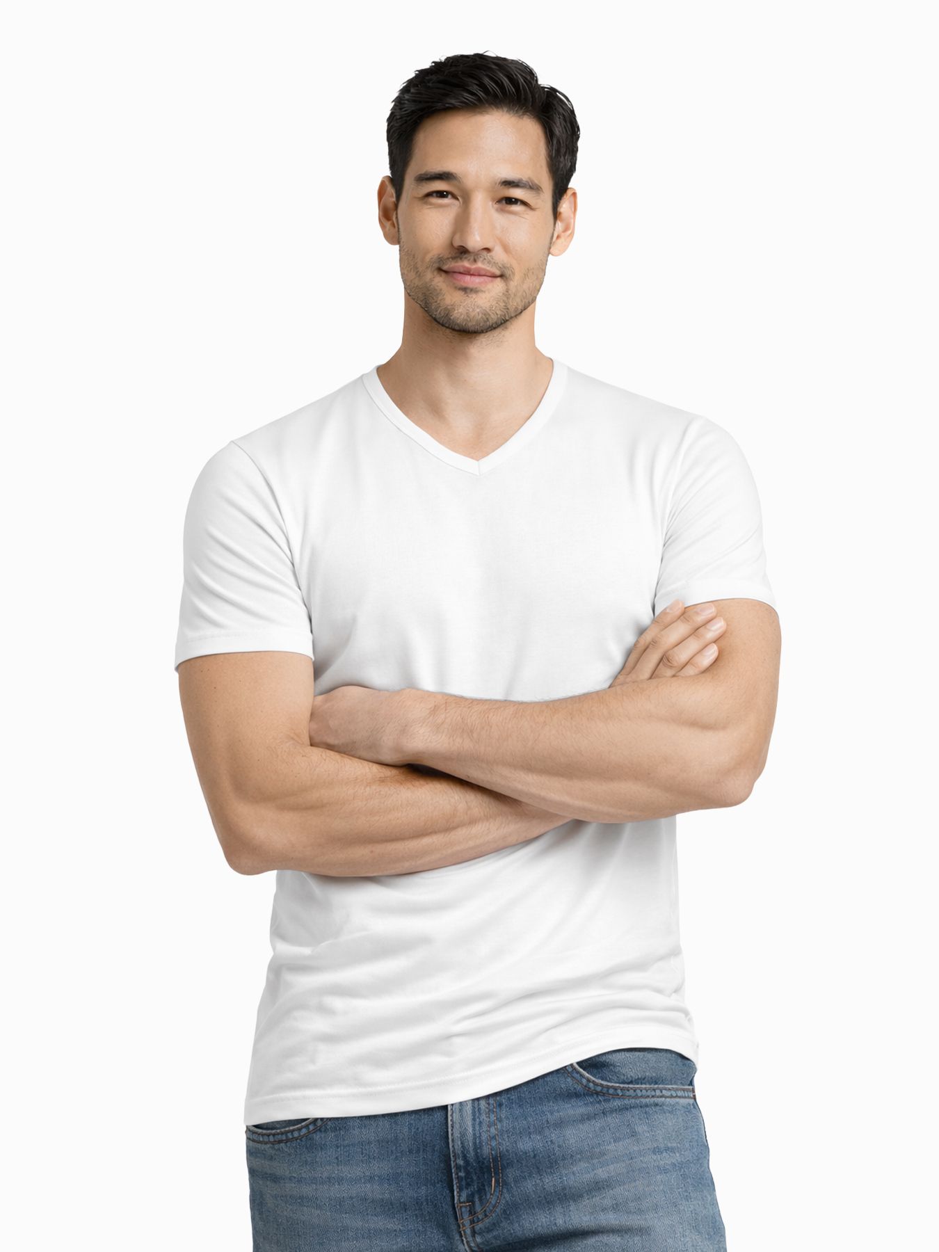 Garage basics SEMI BODYFIT T-shirt V-neck Wit 00040387-W1