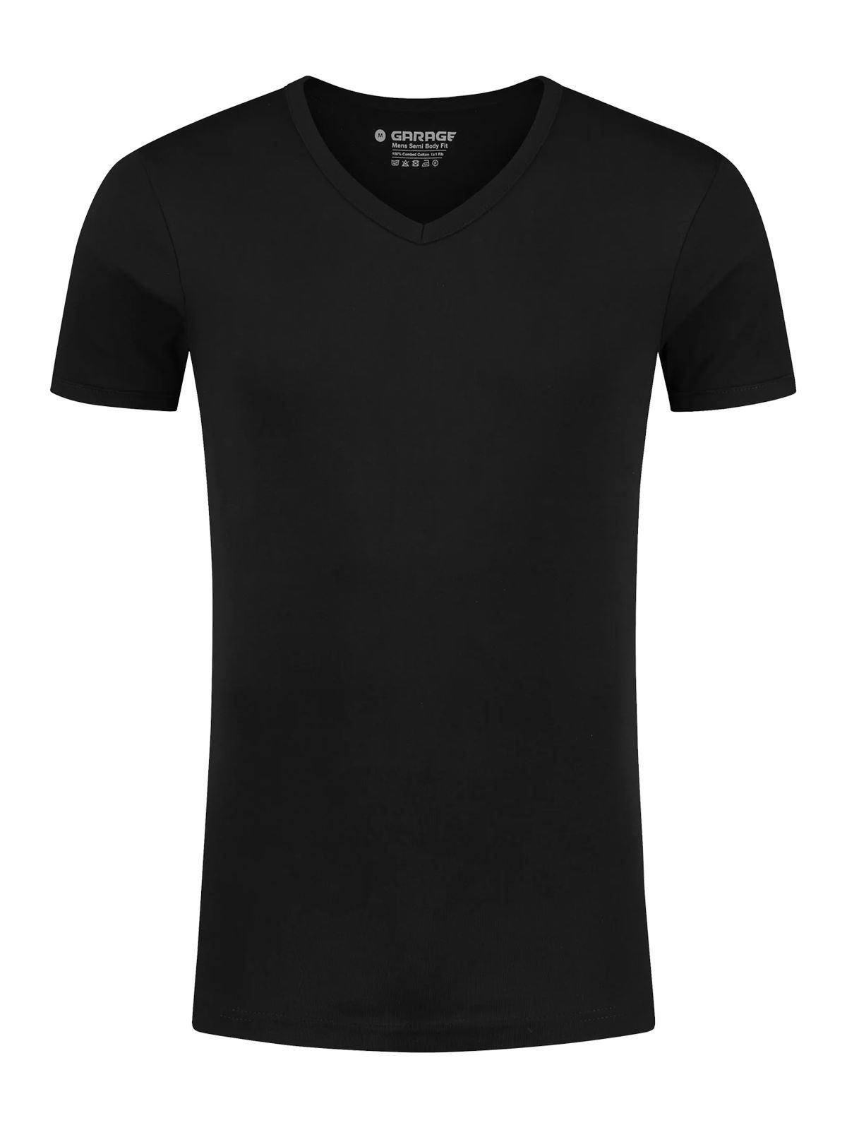 Garage basics SEMI BODYFIT T-shirt V-neck Zwart 2900030335074