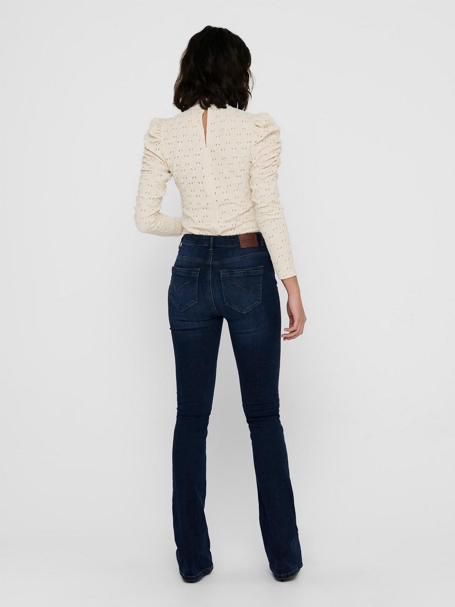 Only ONLPAOLA LIFE HW FLARE BB AZGZ878 N - Dark Blue De Dark Blue Denim 2900125075106