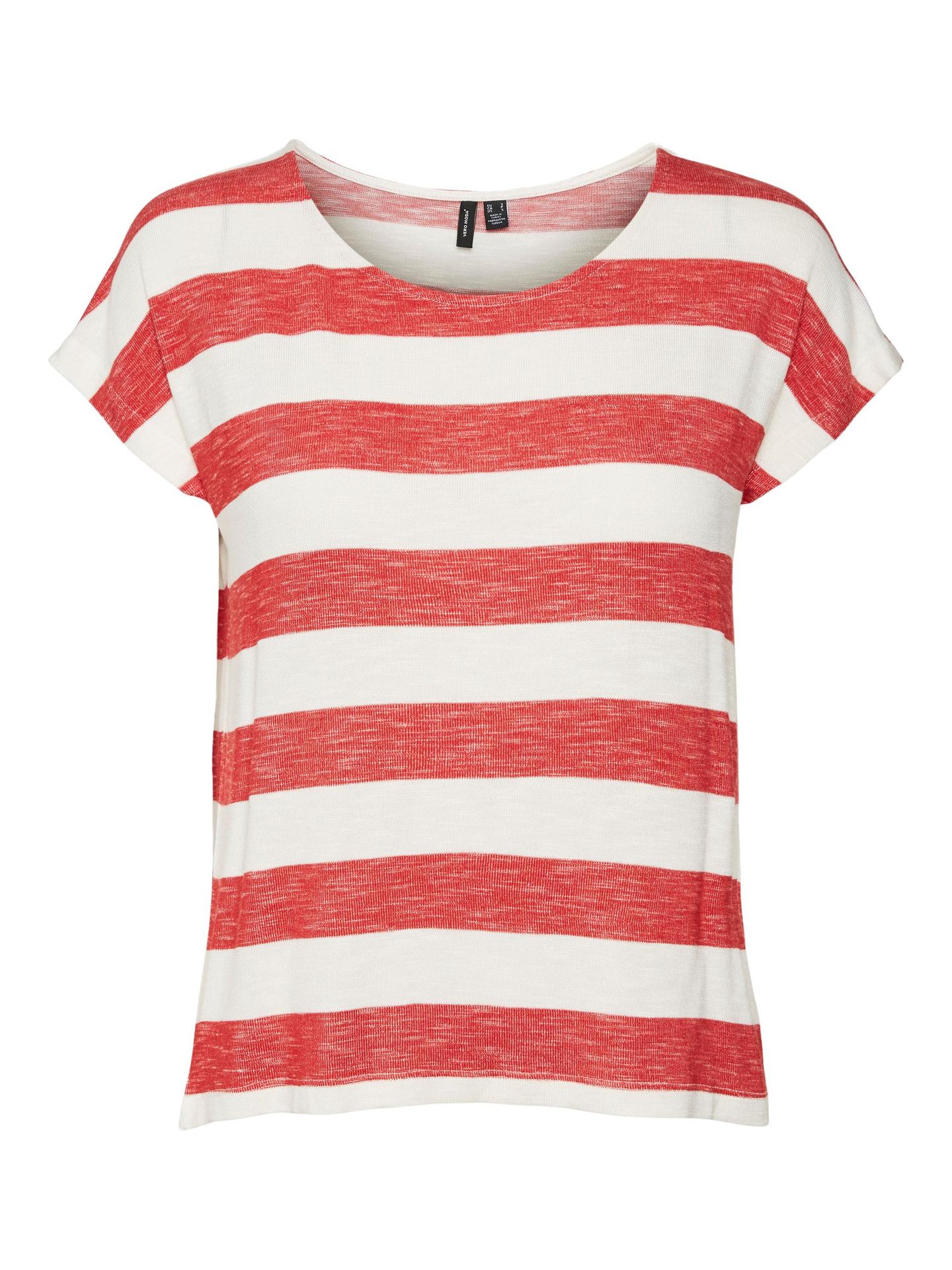 Vero Moda VMWIDE STRIPE S/L TOP GA NOOS - Goji Berry/SNOW WH Goji Berry/SNOW WHITE 2900125138023
