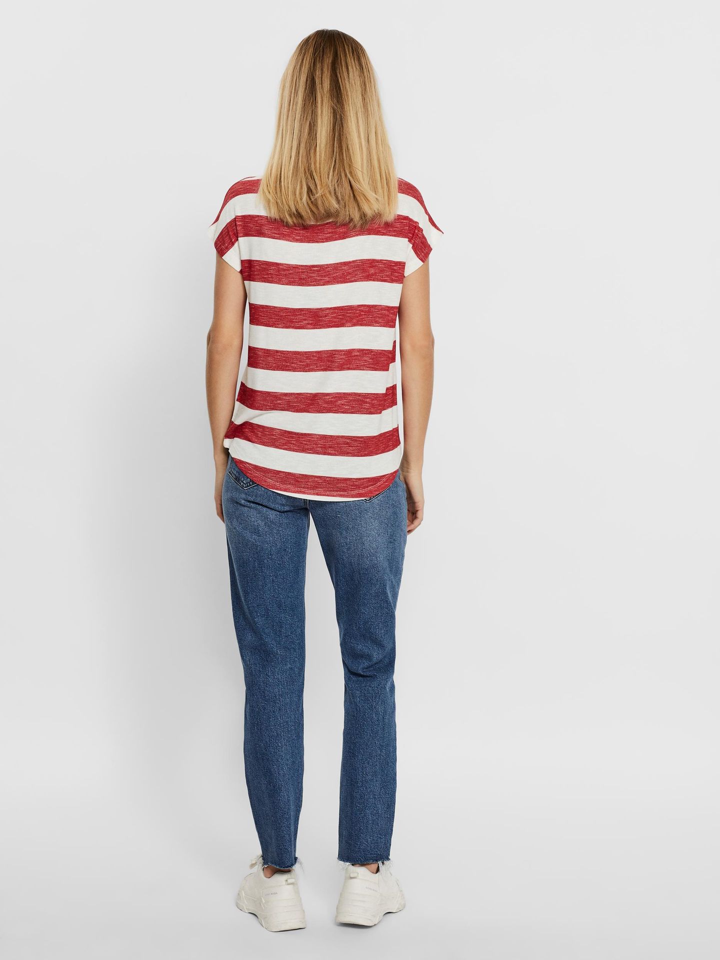 Vero Moda VMWIDE STRIPE S/L TOP GA NOOS - Goji Berry/SNOW WH Goji Berry/SNOW WHITE 2900125138023