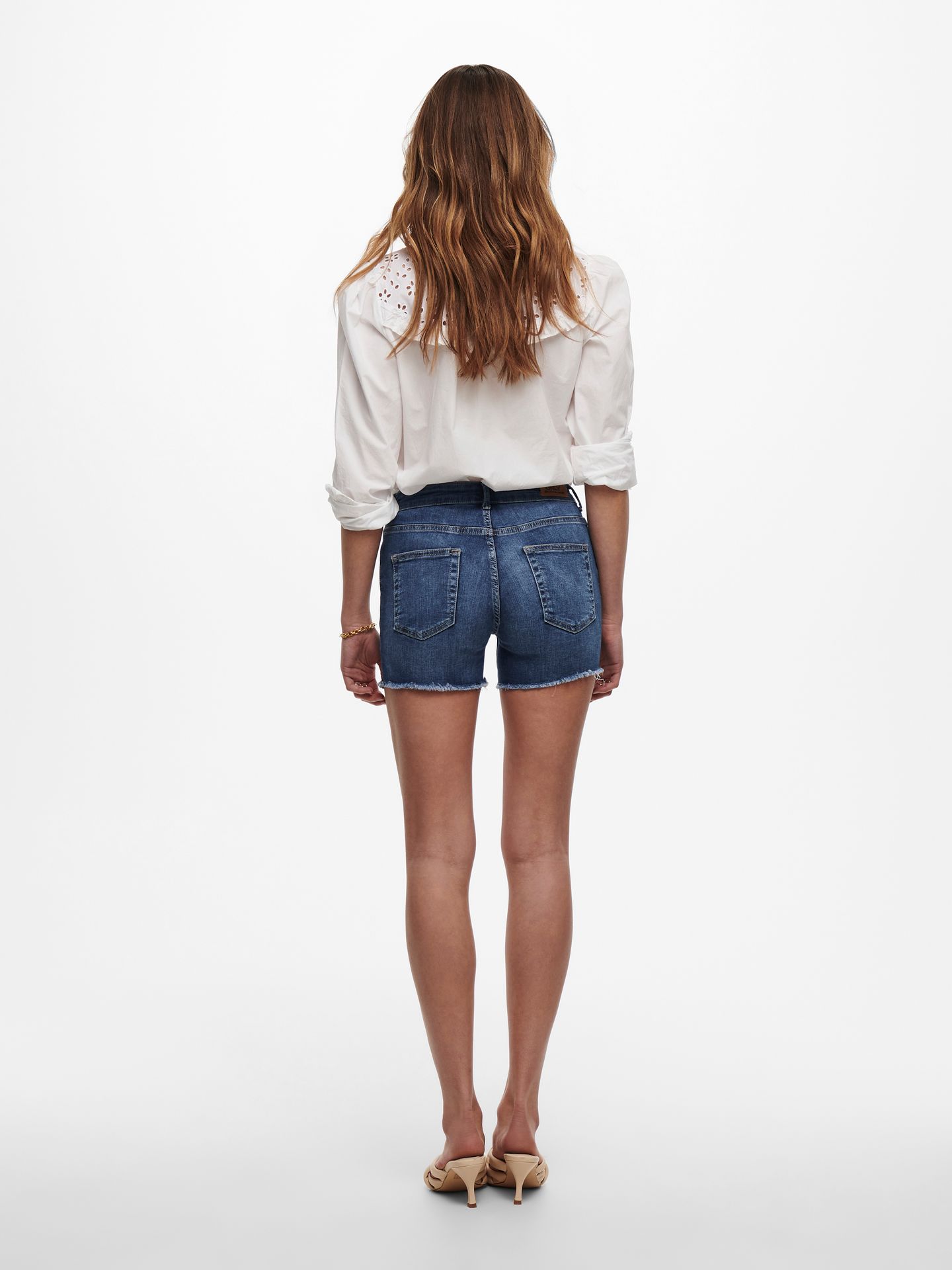 Only ONLBLUSH  LIFE MID SK RAW SHORTS NO - Dark Blue De Dark Blue Denim 2900125317039