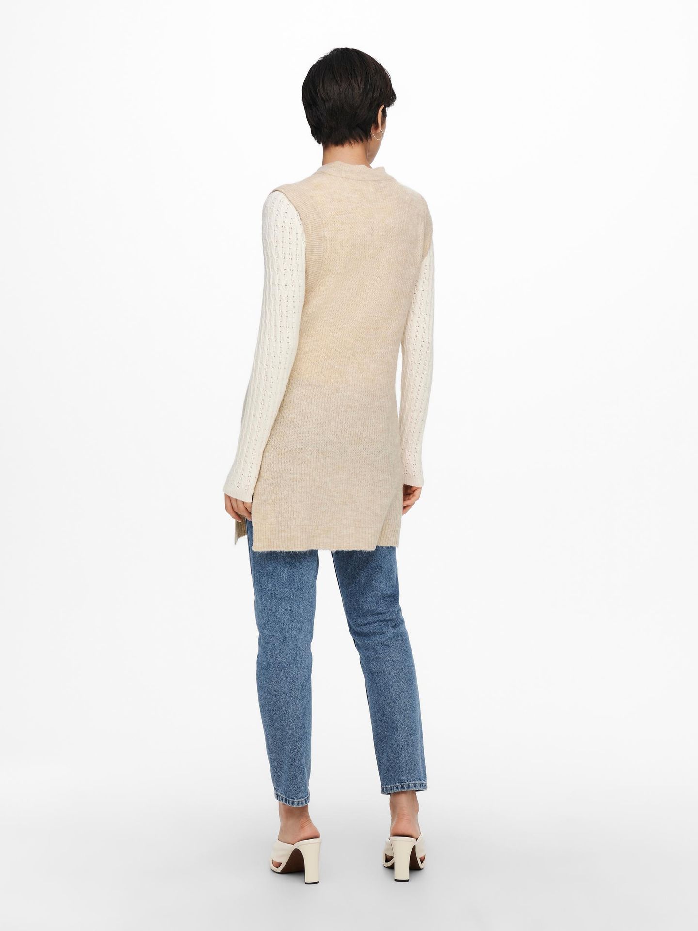 Only ONLKARINNA LONG VEST KNT - Pumice Stone/W. MELANGE Pumice Stone/Melange 2900125829044