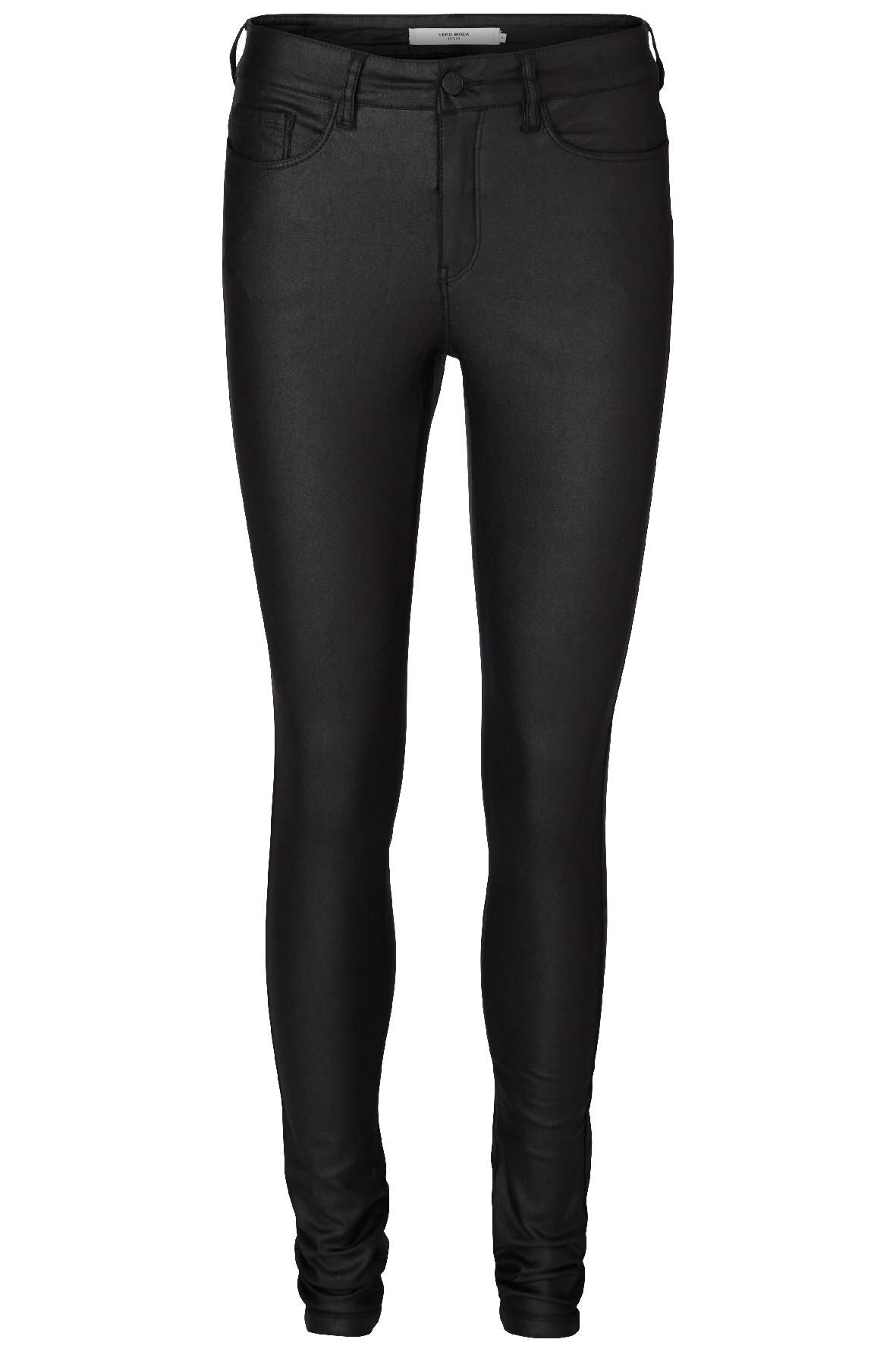 Vero Moda VMSEVEN NW SS SMOOTH COATED PANTS N - Black/COATED Black/COATED 2900125890112