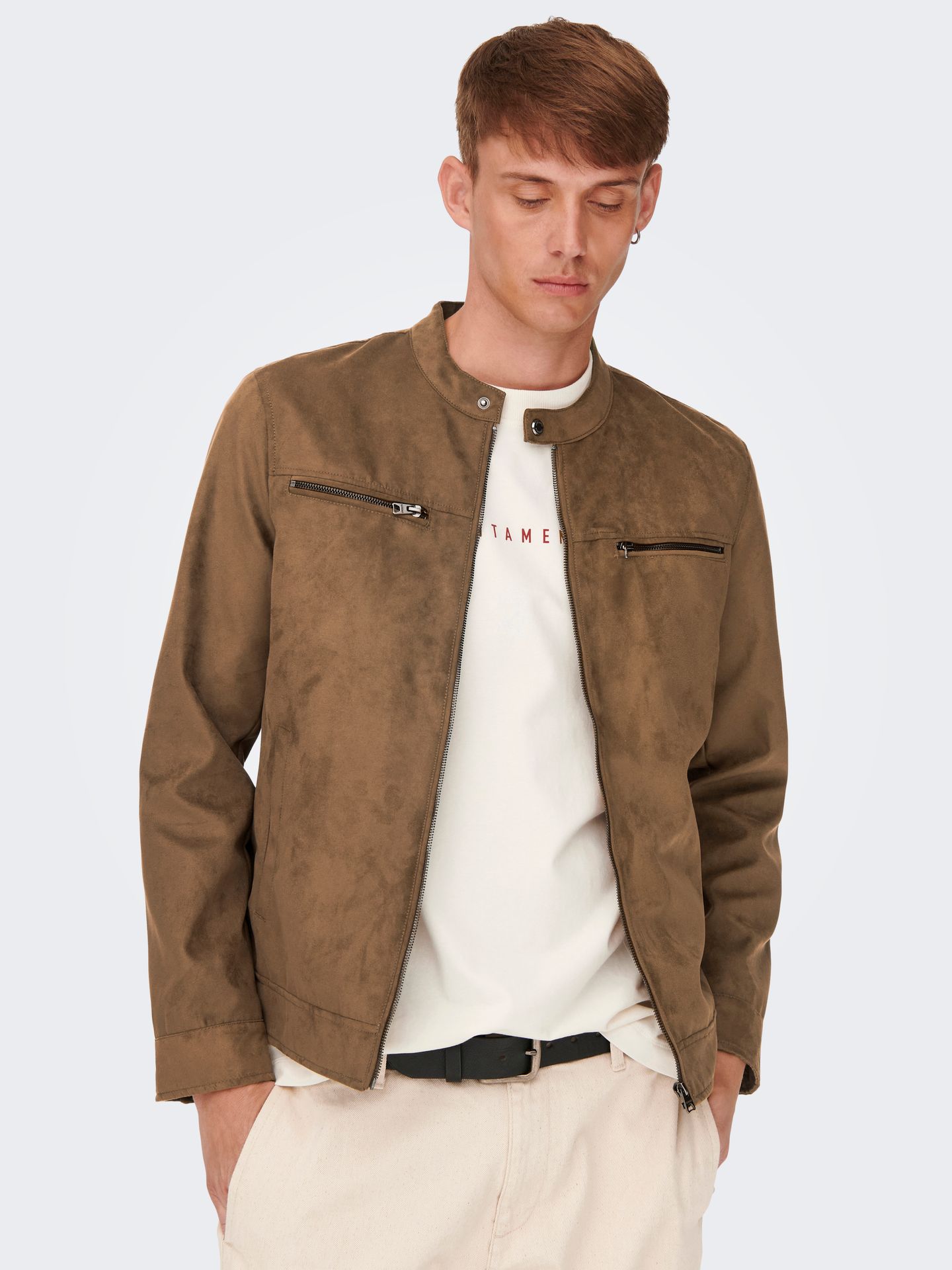 Only & Sons ONSWILLOW FAKE SUEDE JACKET OTW NOO - Cognac Cognac 2900125963021