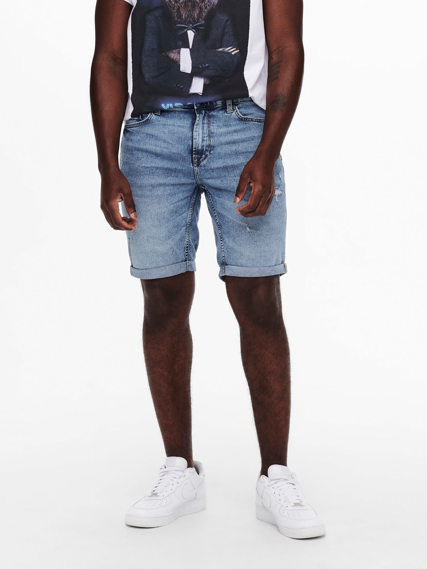 Only & Sons ONSPLY LIFE BLUE SHORTS PK 9567 NOO - Blue Denim Blue Denim 2900126140025
