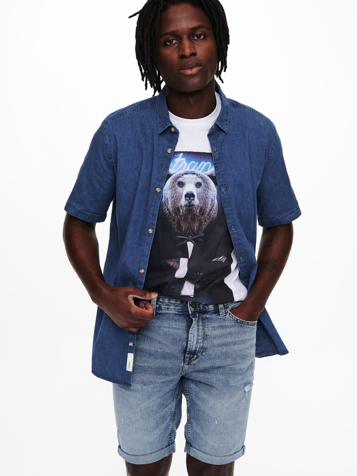 Only & Sons ONSPLY LIFE BLUE SHORTS PK 9567 NOO - Blue Denim Blue Denim 2900126140025