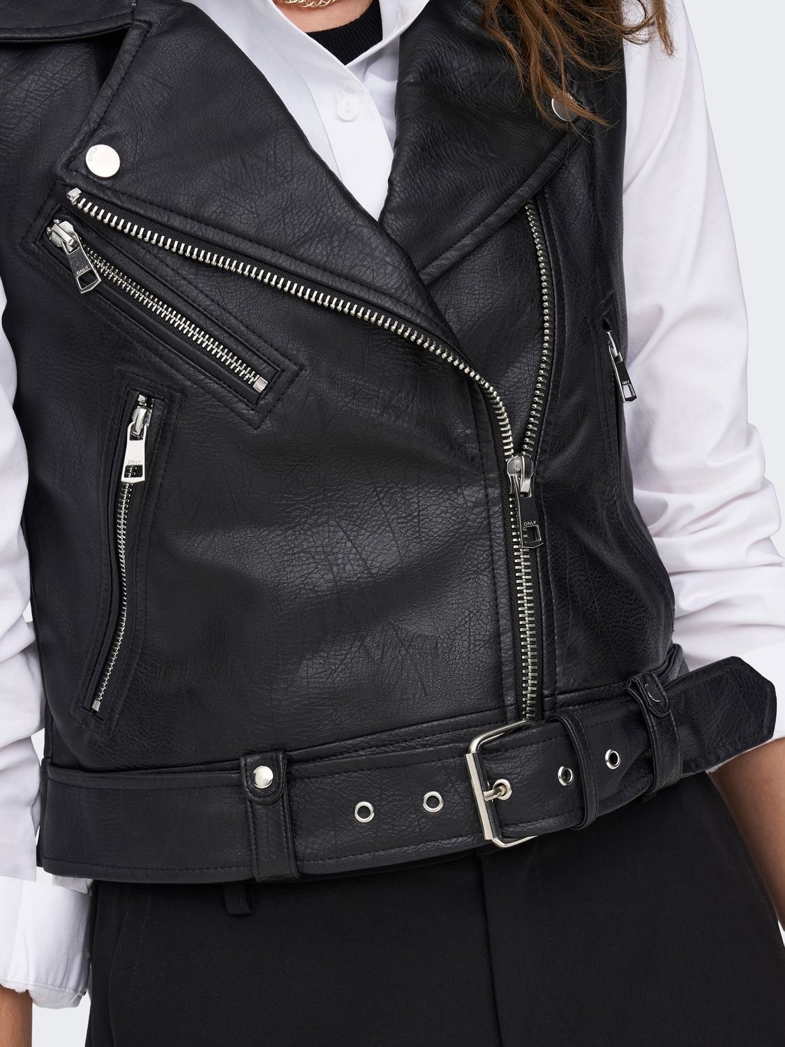 Only ONLVERA FAUX LEATHER WAISTCOAT  OTW - Black Black 2900126201023