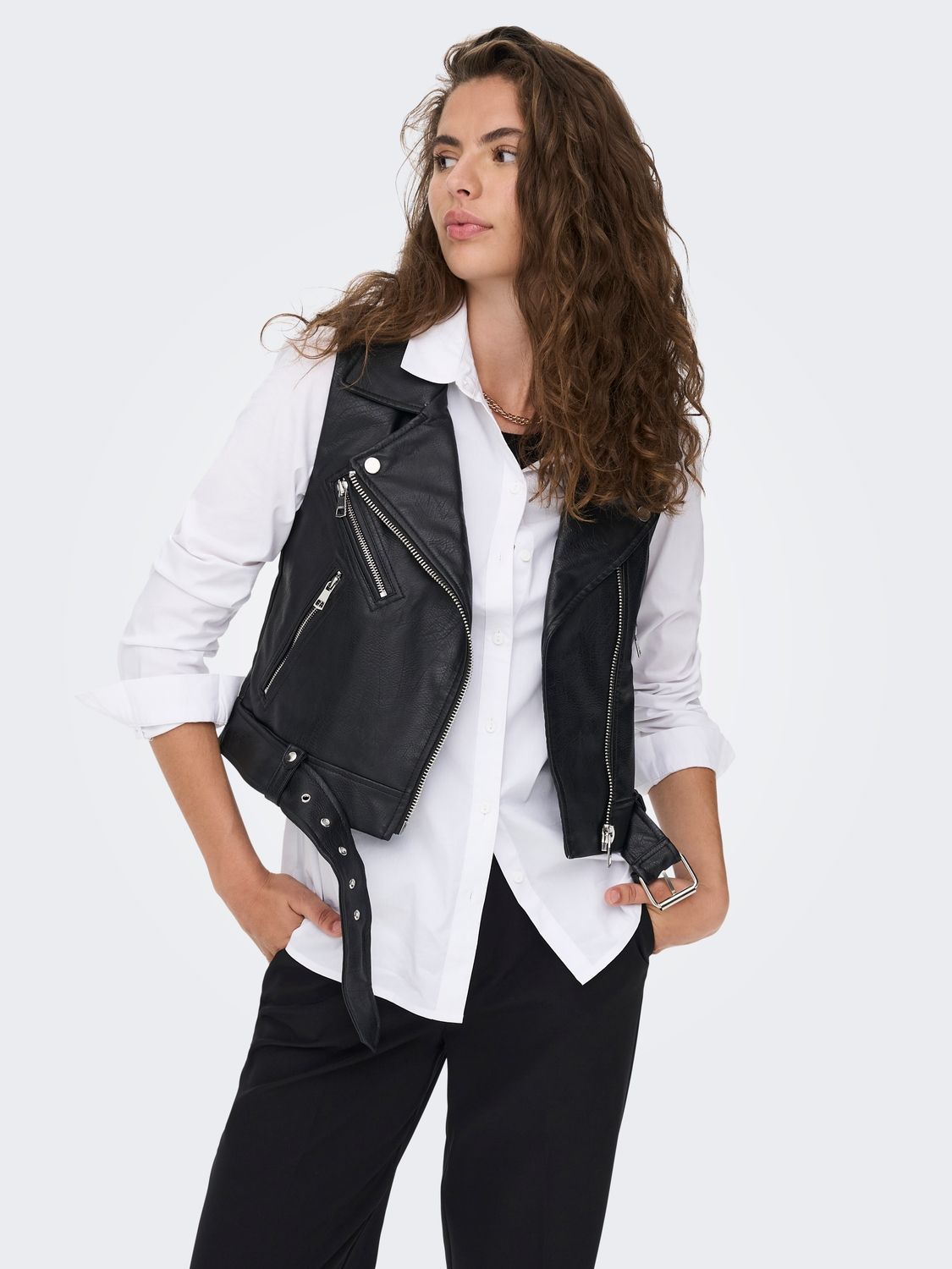 Only ONLVERA FAUX LEATHER WAISTCOAT  OTW - Black Black 2900126201023