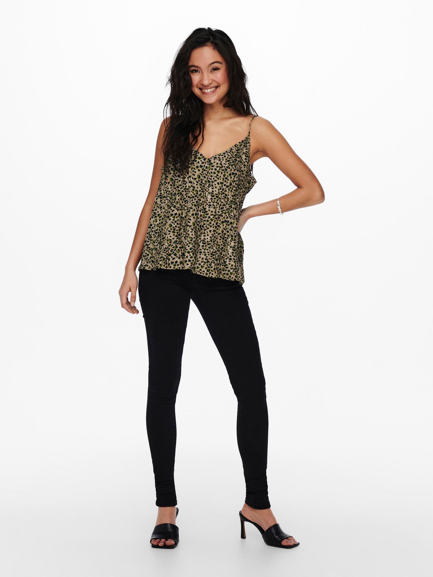 Only ONLDIA LIFE PLISSE SINGLET WVN - Elmwood/VIBRANT D Elmwood/ZEBRA 2900126390031