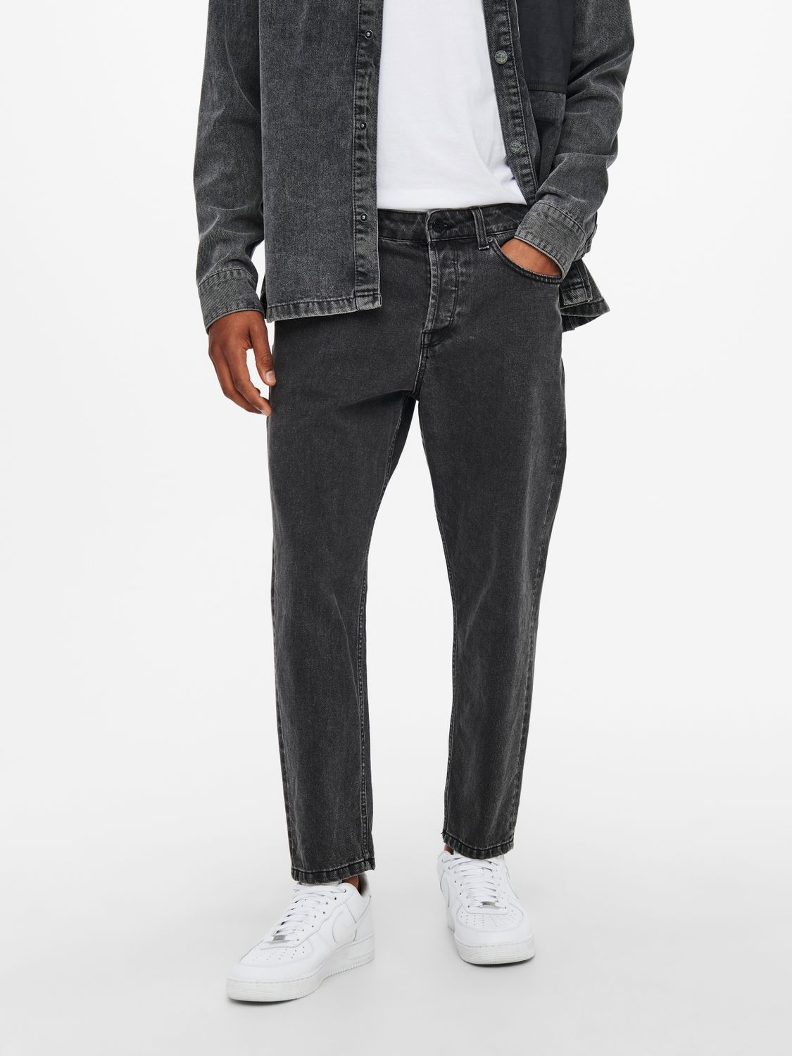 Only & Sons ONSAVI BEAM LIFE CROP BLACK PK 0314 - Black Denim Black Denim 2900127039120