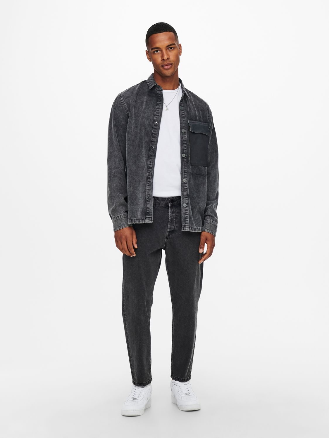 Only & Sons ONSAVI BEAM LIFE CROP BLACK PK 0314 - Black Denim Black Denim 2900127039120
