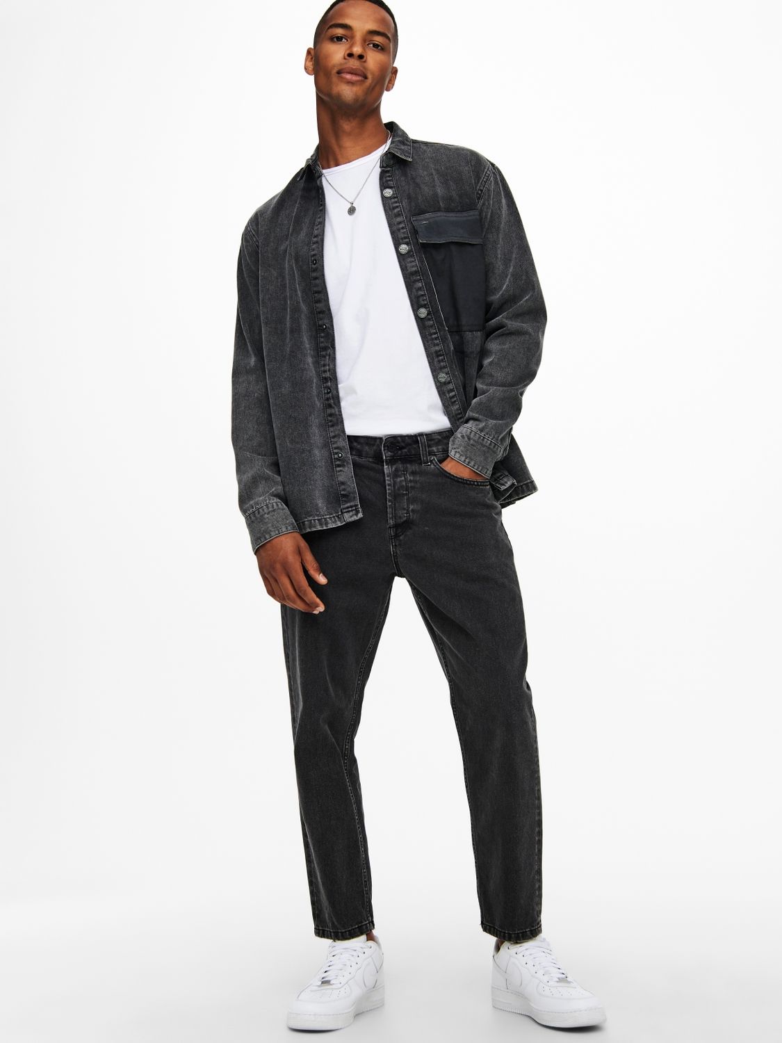 Only & Sons ONSAVI BEAM LIFE CROP BLACK PK 0314 - Black Denim Black Denim 2900127039120