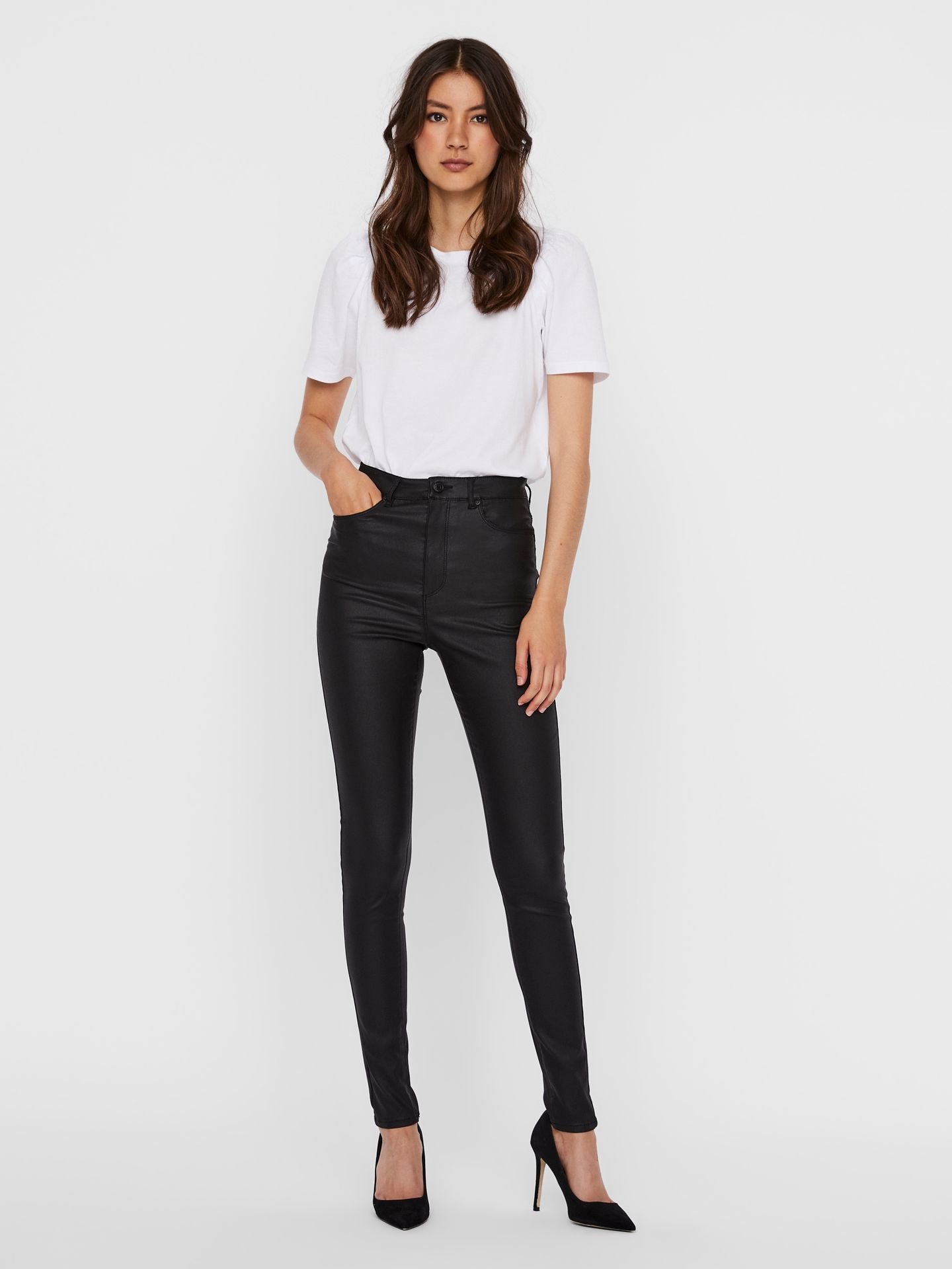 Vero Moda VMLOA HR SKINNY S COATED PANT GA NOBlack Black 2900127147085