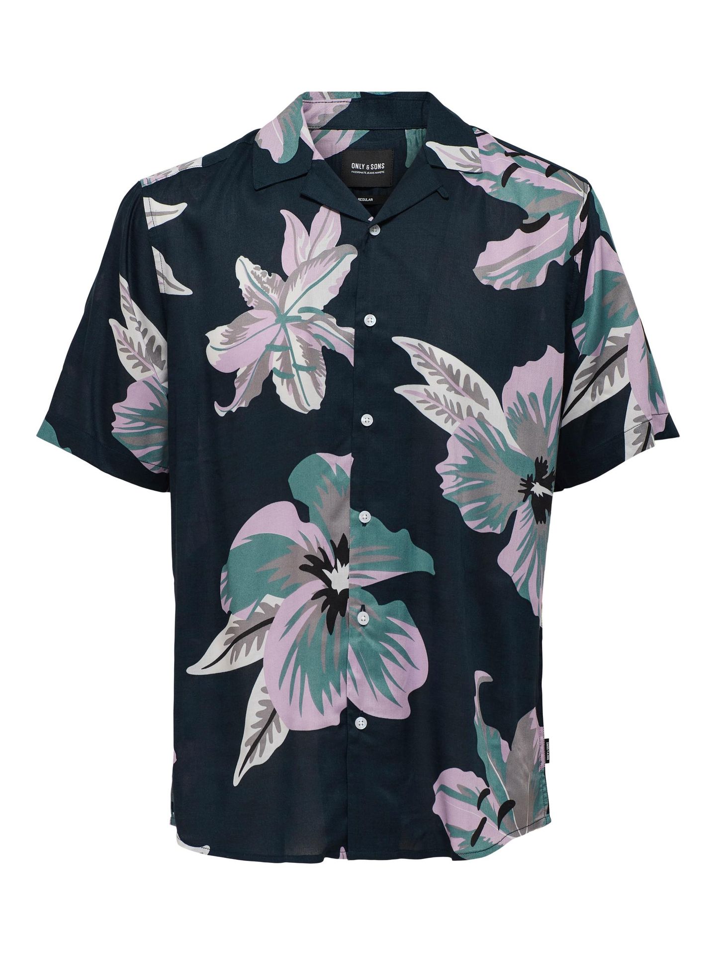 Only & Sons ONSDAN LIFE REG SS AOP VISCOSE SHIR - Dark Navy Dark Navy 00094809-EKA26011400000275