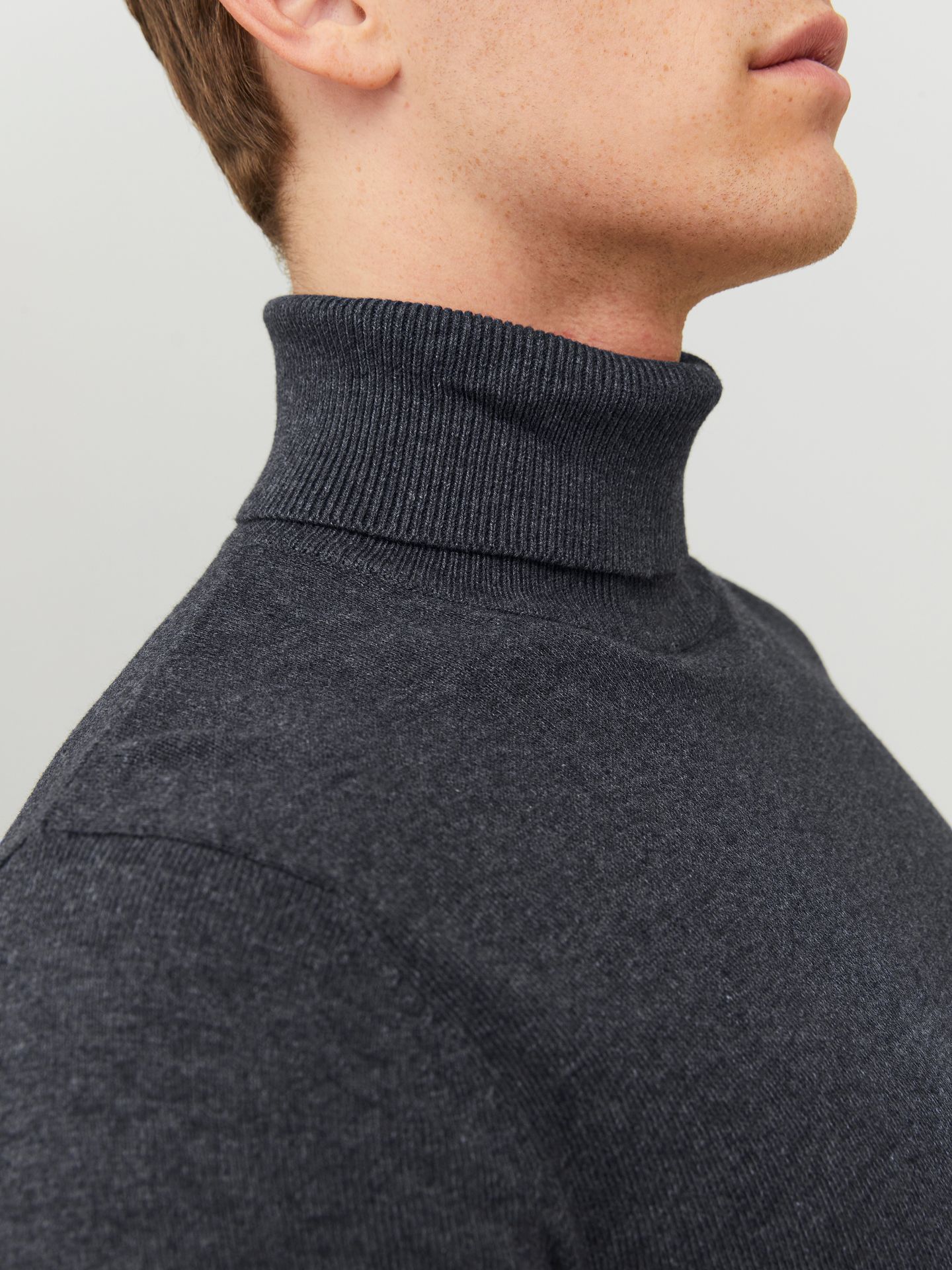 Jack & Jones JJEEMIL KNIT ROLL NECK NOOS - Dark Grey Melange Dark Grey Melange 2900127919040