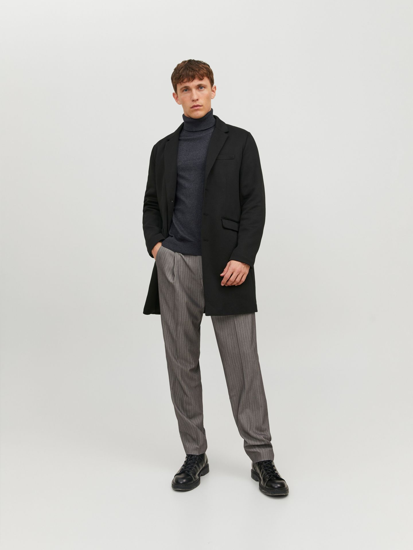 Jack & Jones JJEEMIL KNIT ROLL NECK NOOS - Dark Grey Melange Dark Grey Melange 2900127919040