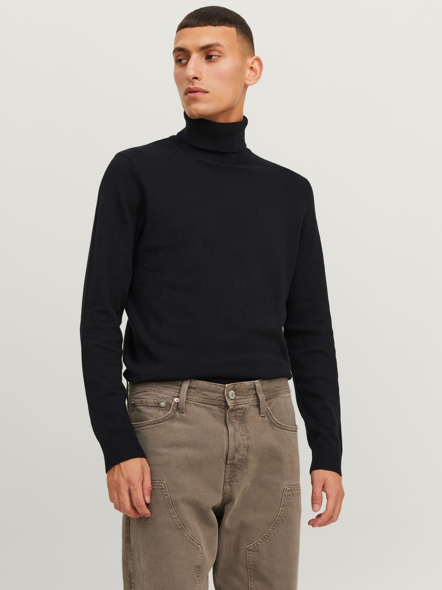 Jack & Jones JJEEMIL KNIT ROLL NECK NOOS - Black Black 2900127921050