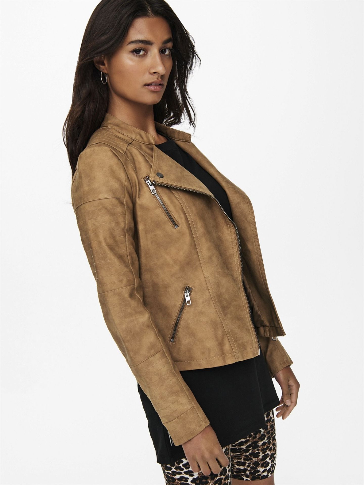 Only ONLAVA FAUX LEATHER BIKER OTW NOOS - Toasted Cocon Toasted Coconut 2900127963036