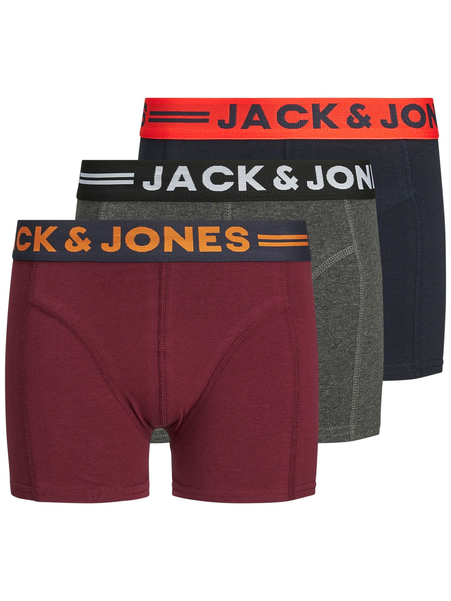Jack & Jones JACLICHFIELD TRUNKS 3 PACK NOOS JNR - Dark Grey Me Dark Grey Melange/STRUCTURE 2900128024057
