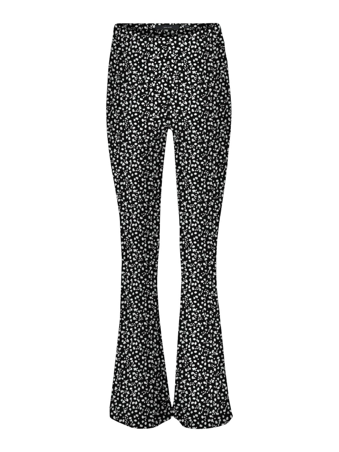 Vero Moda VMKAMMA NW FLARED JERSEY PRINT PANT - Black/MAJA S Black/MAJA SNOW WHITE 2900128099086