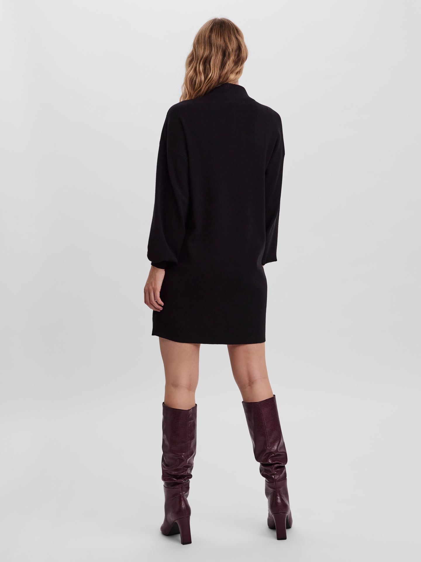 Vero Moda VMNANCY LS FUNNELNECK DRESS GA BOO - Black Black 2900128173021