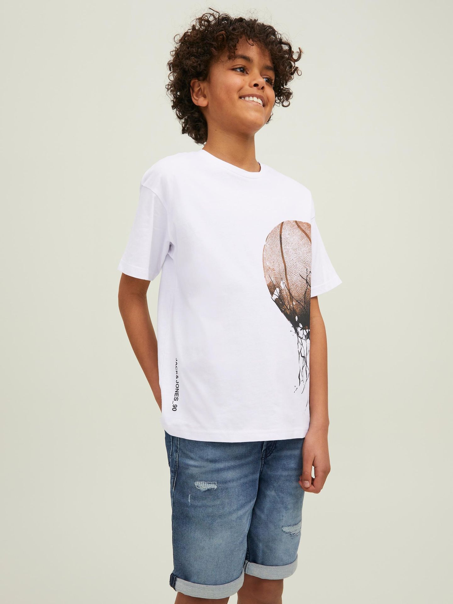 Jack & Jones JCOGRAPHIC TEE SS CREW NECK LN JNR - White/LOOSE White/SLIM FIT 2900128182030