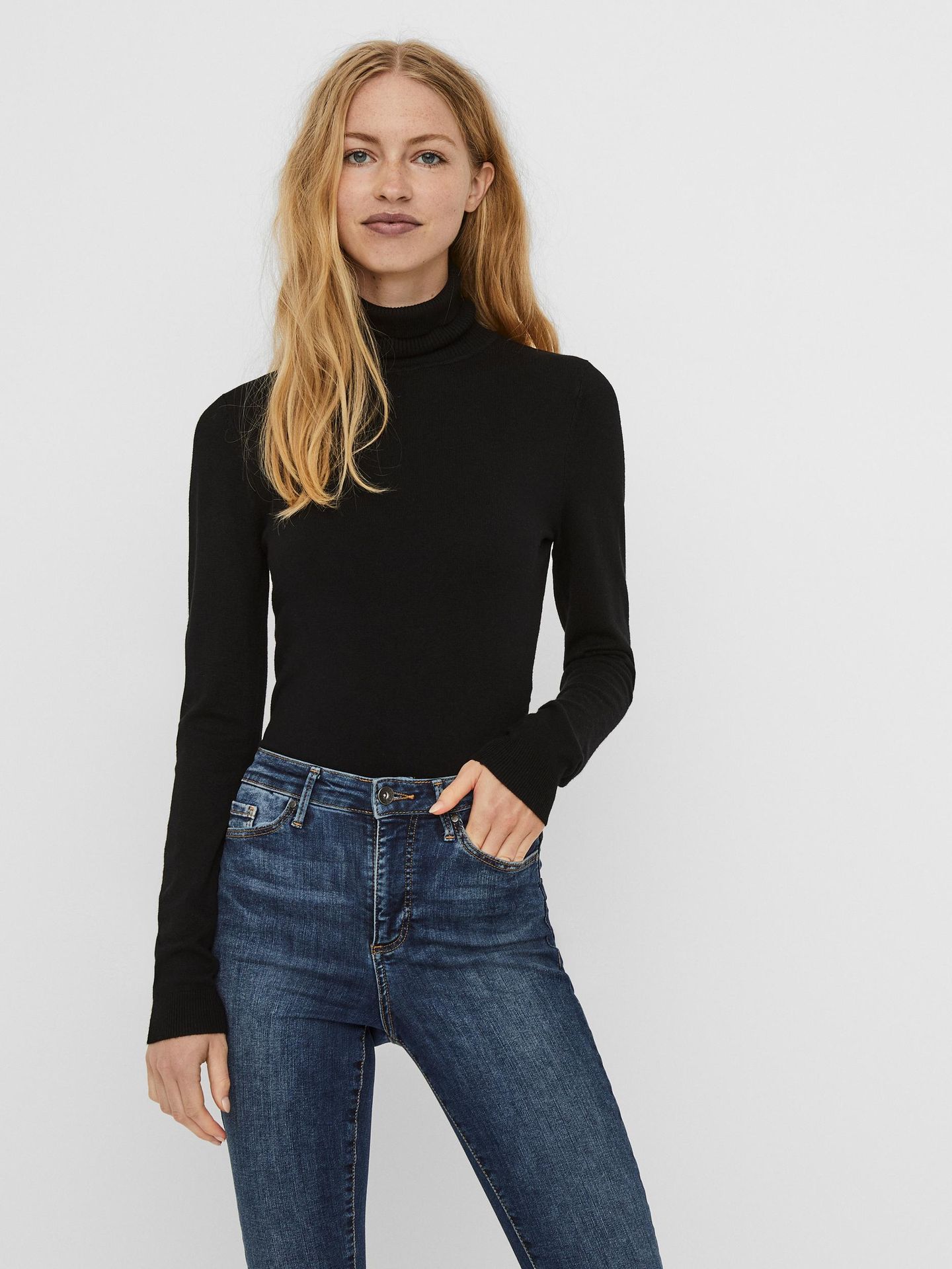 Vero Moda VMGLORY LS ROLLNECK BLOUSE NOOS - Black Black 2900128317012