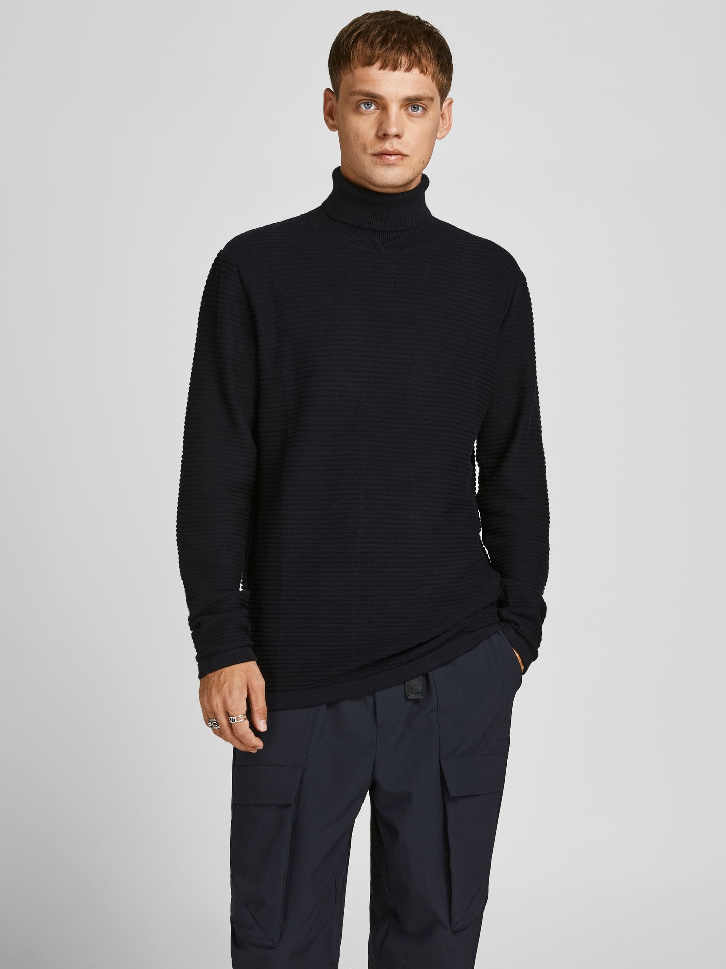 Jack & Jones JJWIND KNIT ROLL NECK - Black Black 00095575-EKA26011400000232
