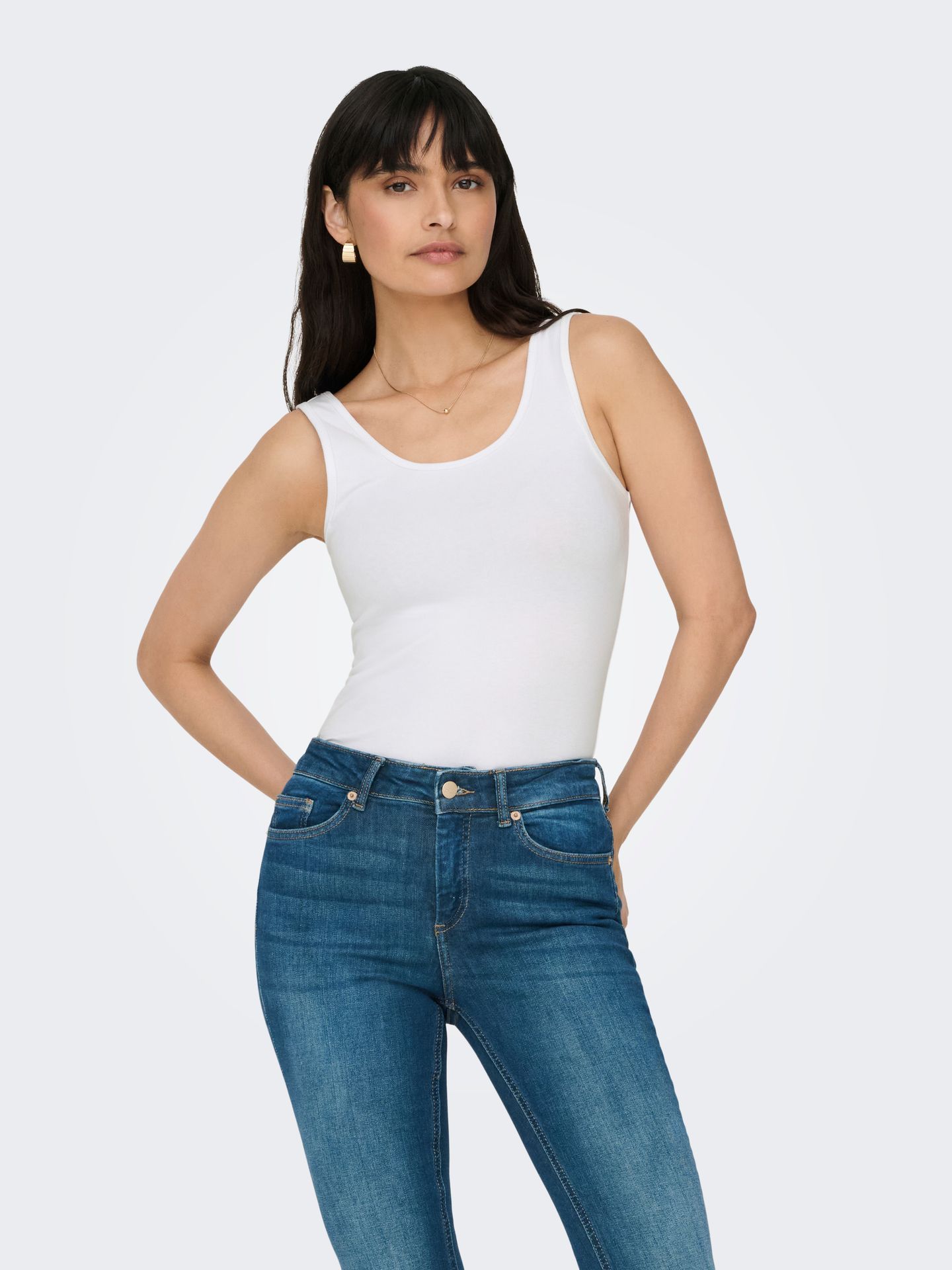 Only ONLLIVE LOVE LIFE S/L LONG TANK TOP - WHITE WHITE 2900128491019