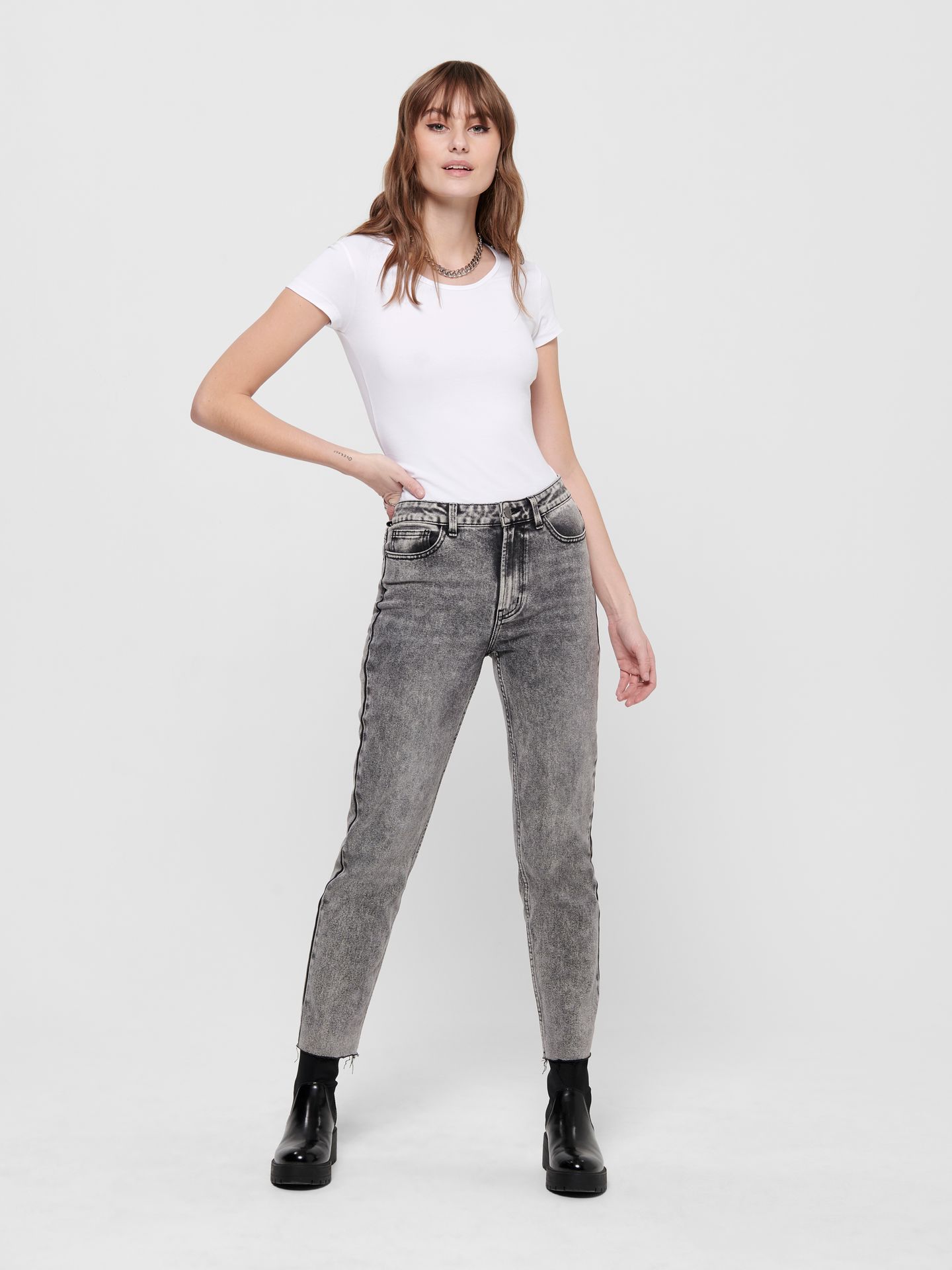 Only ONLLIVE LOVE LIFE S/S ONECK TOP NOO - White White 2900128493051