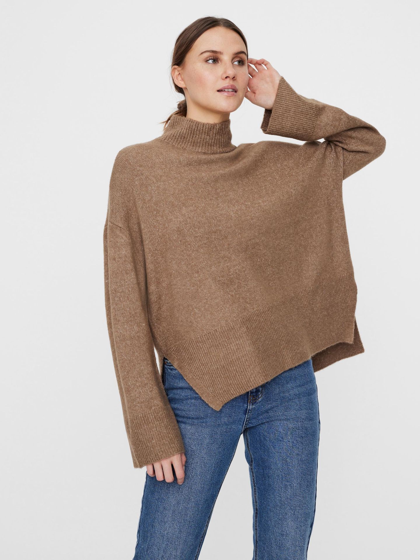 Vero Moda VMWIND LS HIGHNECK NECK BLOUSE BF - Fossil/W. MELA Fossil/W. MELANGE 2900128496014