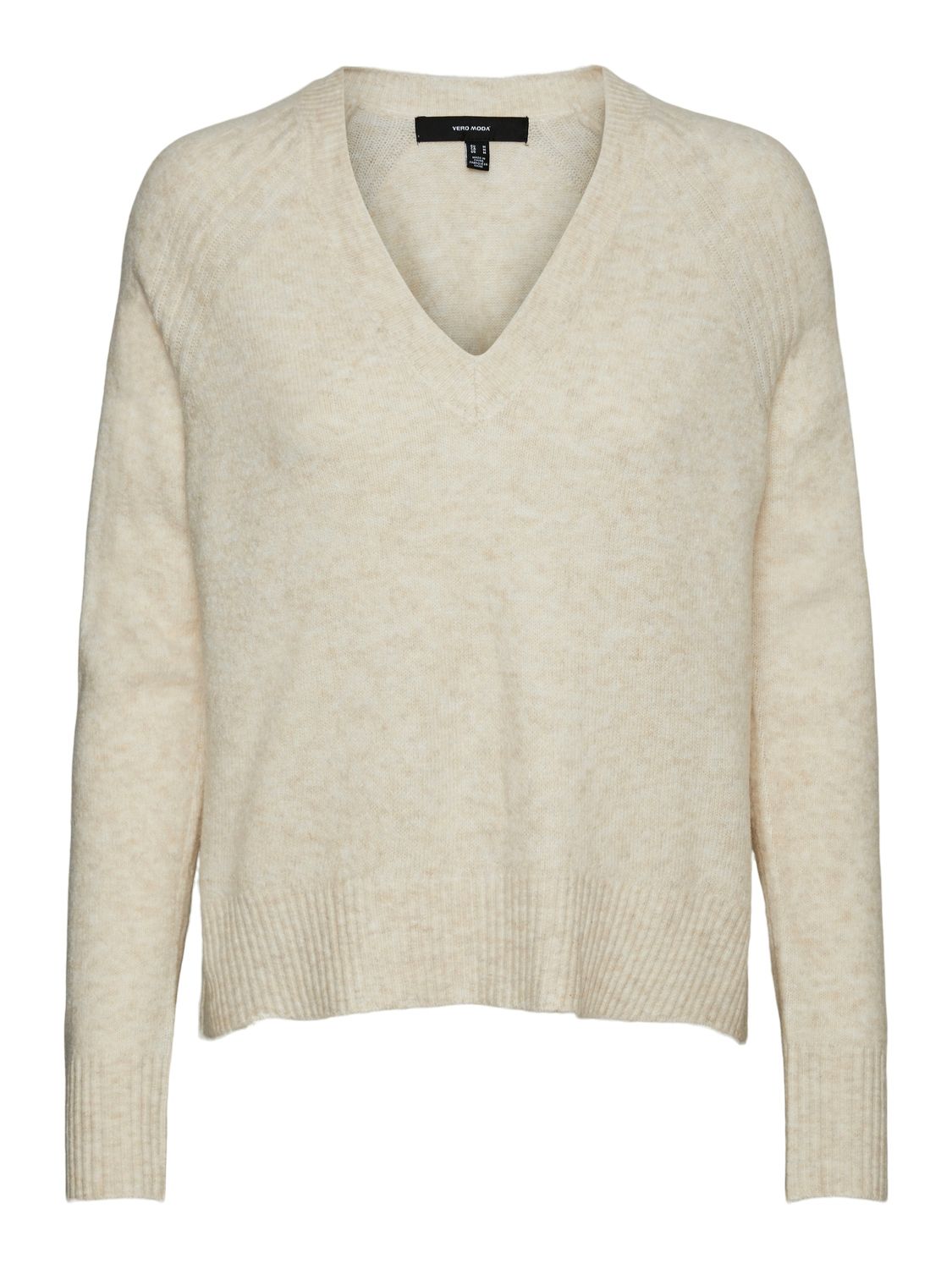 Vero Moda VMNEWWIND LS V-NECK BLOUSE BF - Birch/W. MELANGE Birch/Dicte 00095776-EKA26011400000164