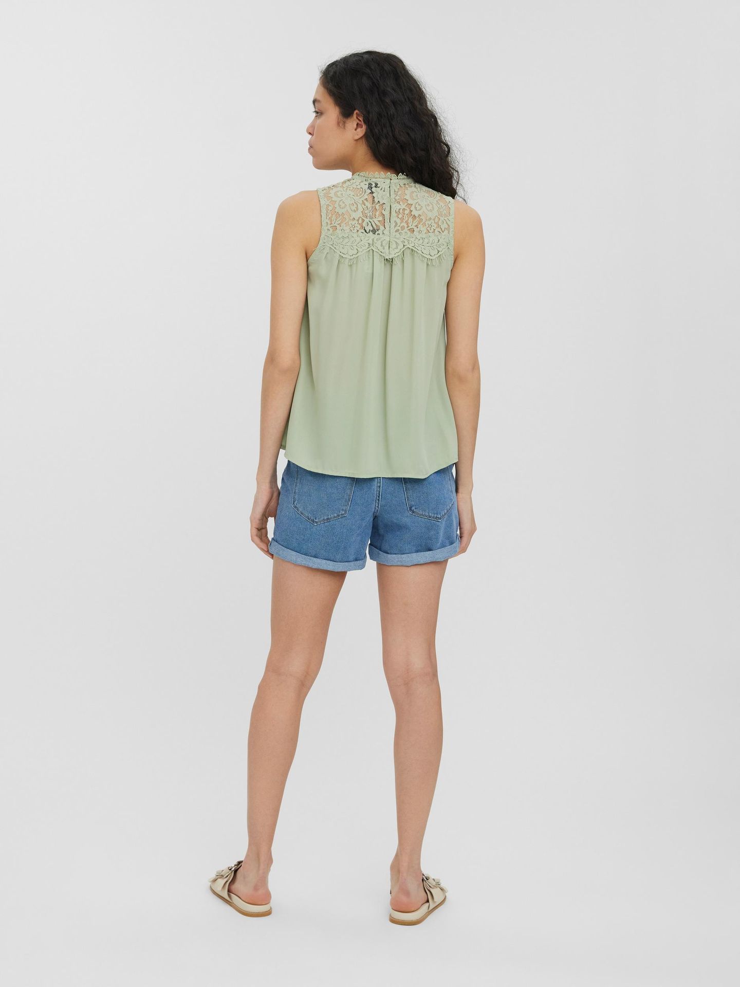Vero Moda VMMAPLE SL LACE NECK TOP GA  NOOS - Desert Sage Desert Sage 2900128746034