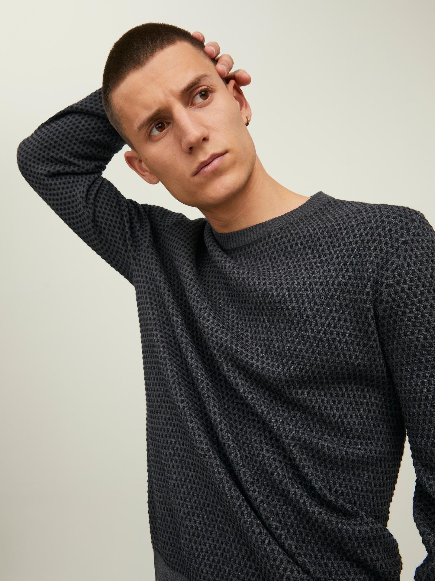 Jack & Jones JJEATLAS KNIT CREW NECK NOOS - Dark Grey Melange Dark Grey Melange 00096043-EKA26011400000710