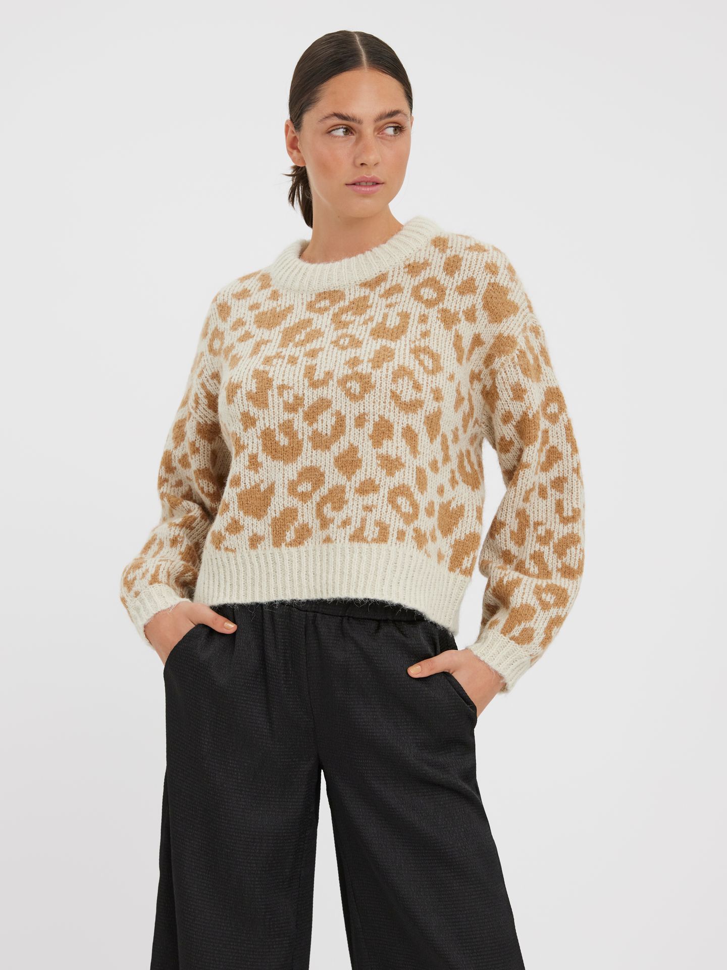 Vero Moda VMZELMALEO LS O-NECK BLOUSE GA BOO - Birch/W TIGER Birch/Dicte 2900129097012