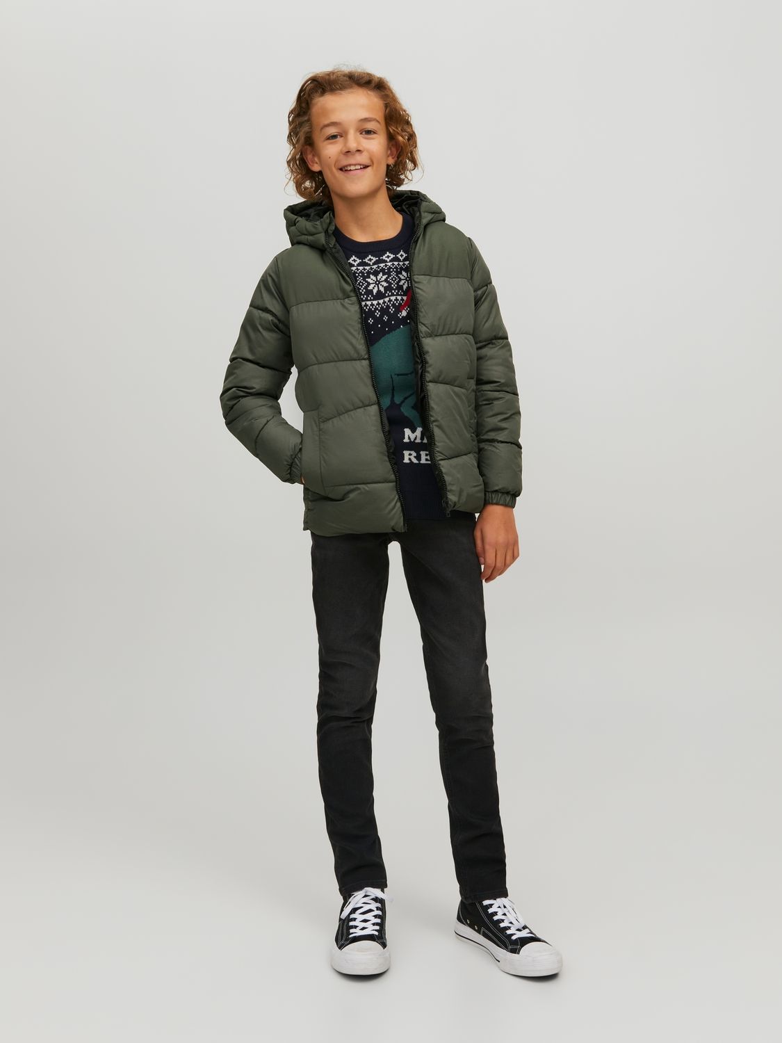 Jack & Jones JJCHILI PUFFER HOOD JNR - Rosin/SOLID Rosin/BLACK BLOCKING 2900129186013
