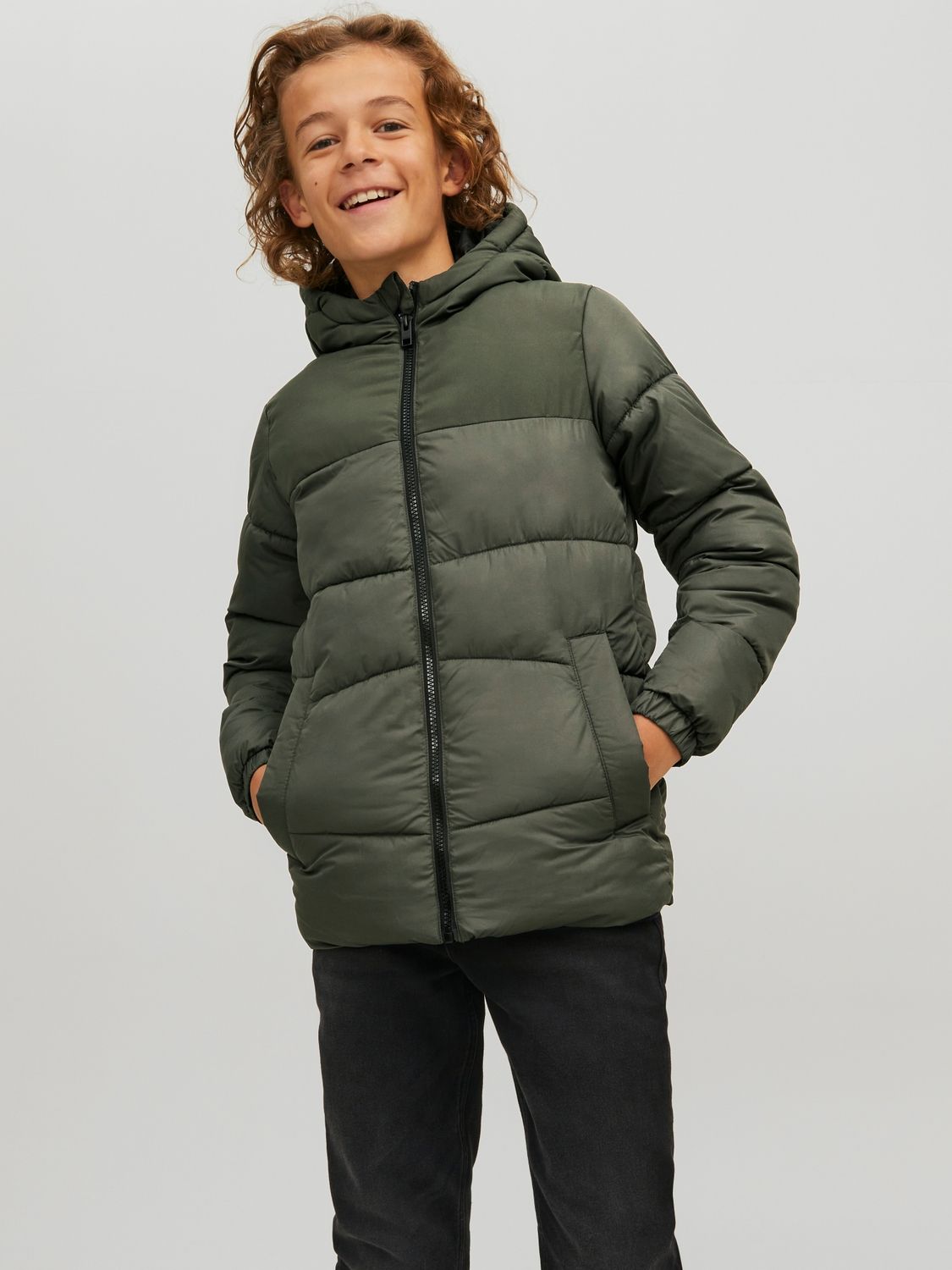 Jack & Jones JJCHILI PUFFER HOOD JNR - Rosin/SOLID Rosin/BLACK BLOCKING 00096333-EKA26011400000969