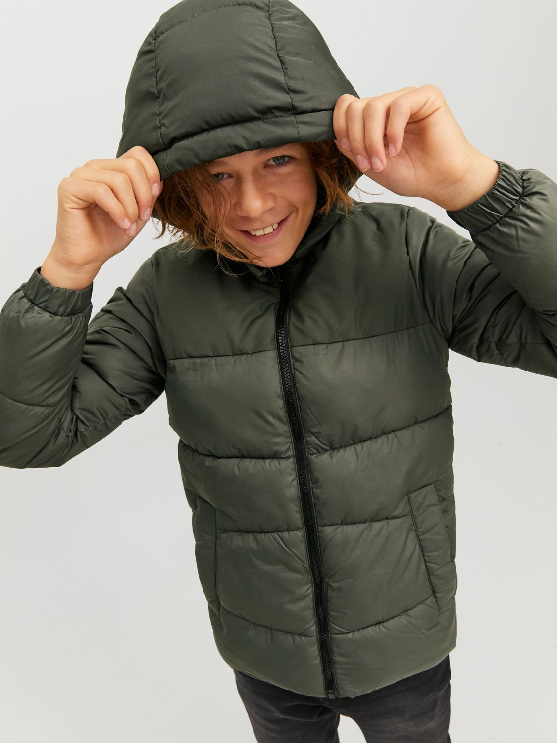 Jack & Jones JJCHILI PUFFER HOOD JNR - Rosin/SOLID Rosin/BLACK BLOCKING 2900129186013