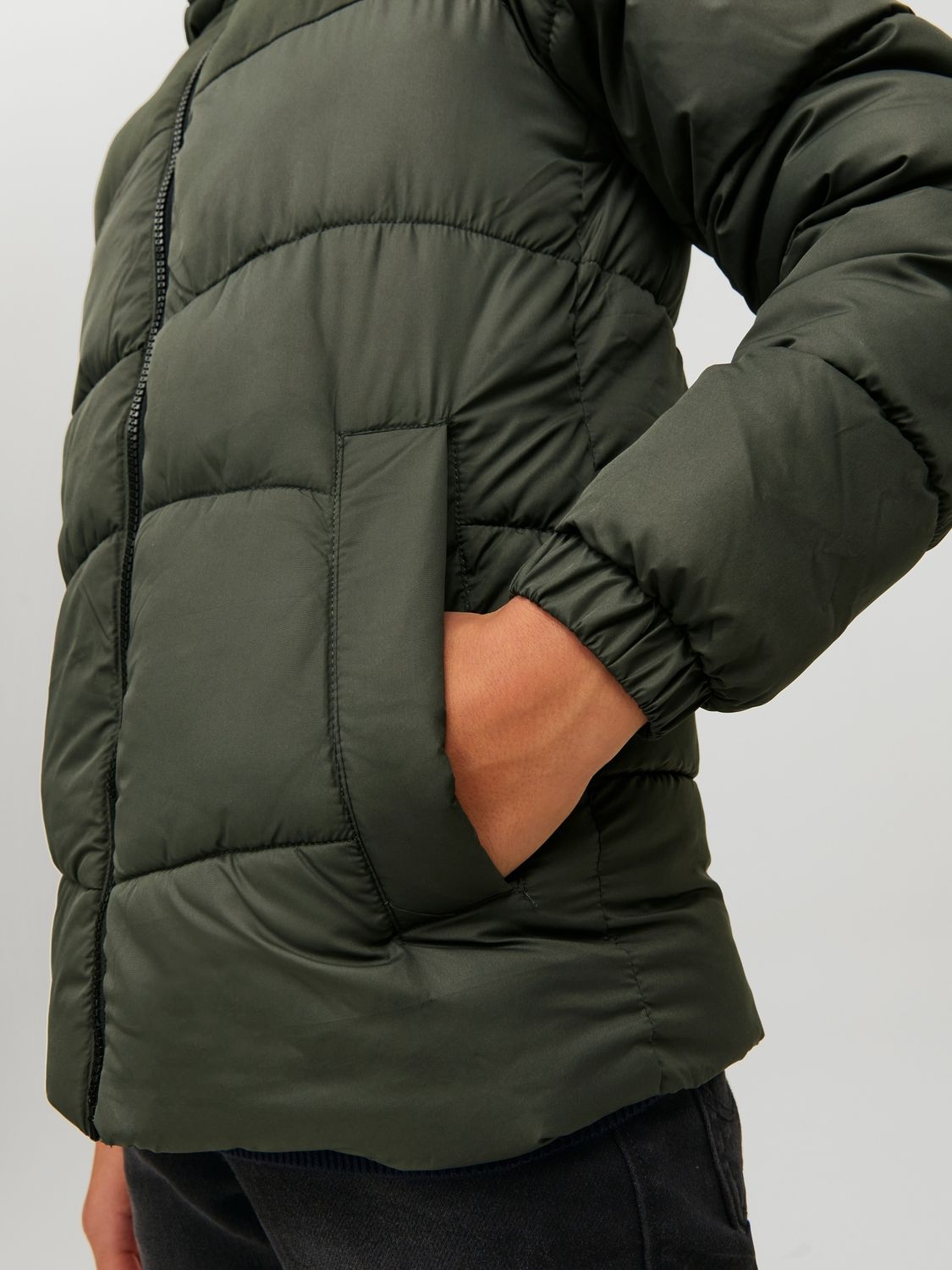 Jack & Jones JJCHILI PUFFER HOOD JNR - Rosin/SOLID Rosin/BLACK BLOCKING 2900129186013