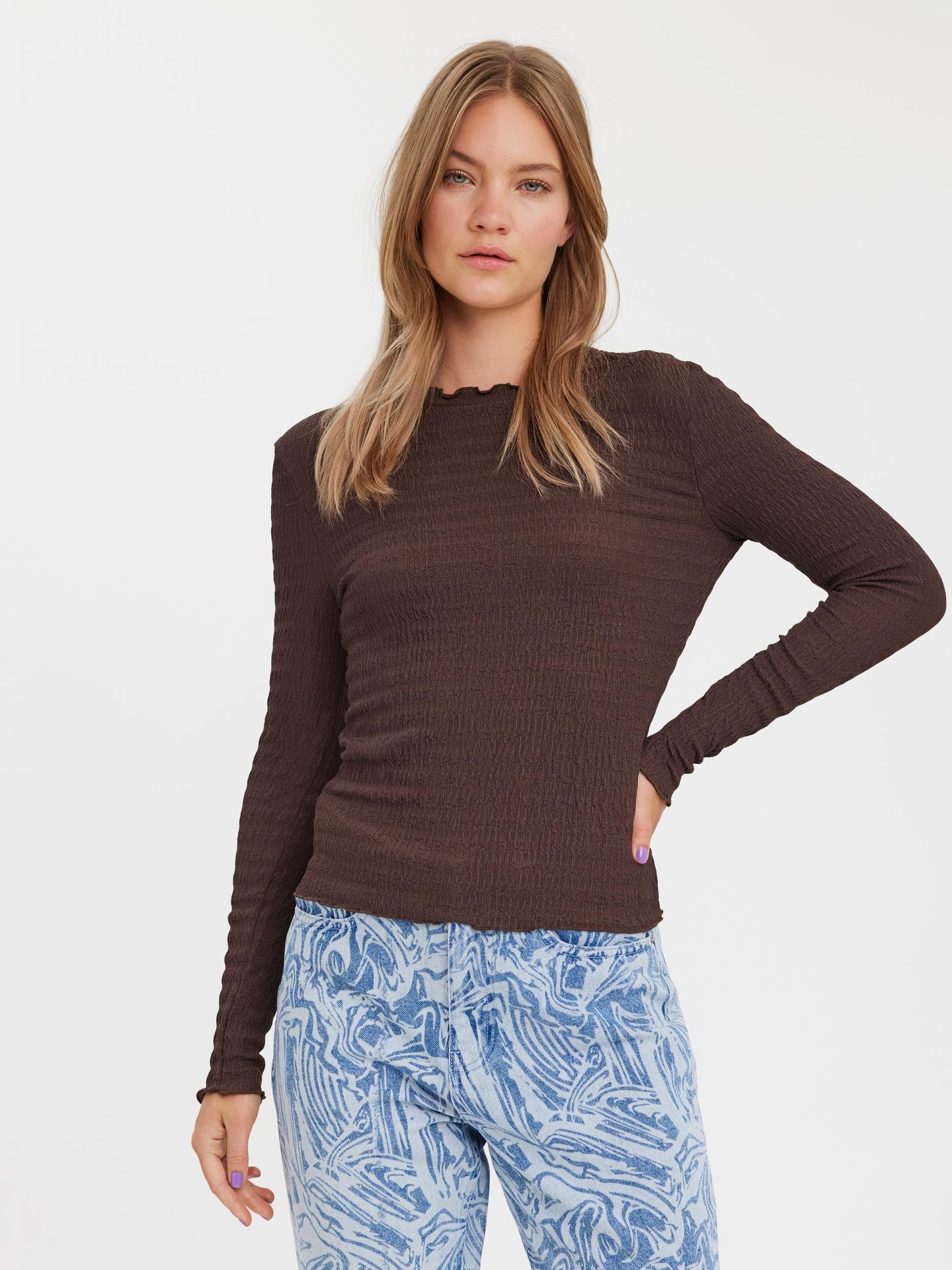 Vero Moda VMNYNNE LS TOP NOOS - Coffee Bean Coffee Bean 2900130928039
