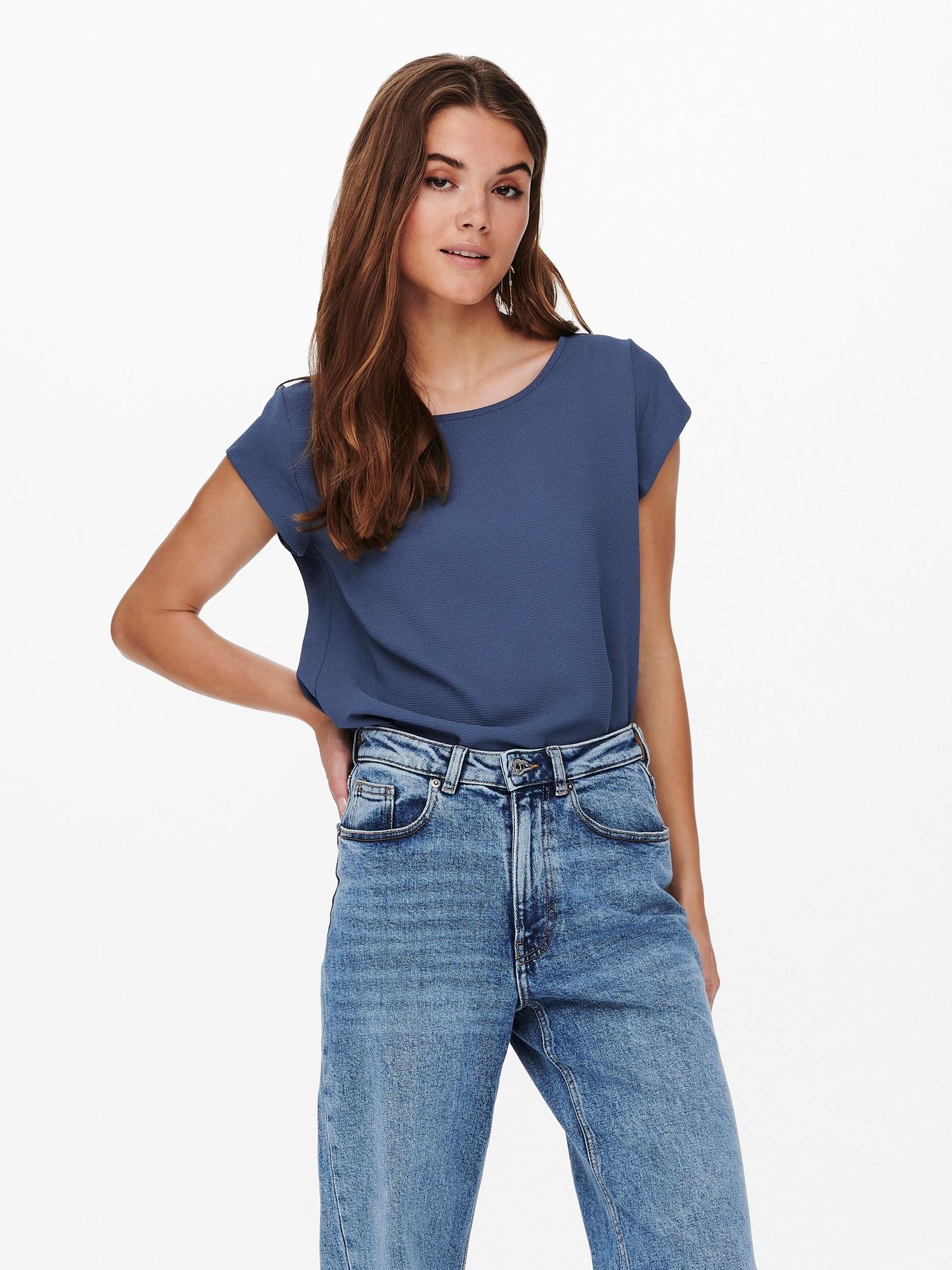 Only ONLVIC S/S SOLID TOP NOOS PTM - Vintage Indigo Vintage Indigo 2900131618021
