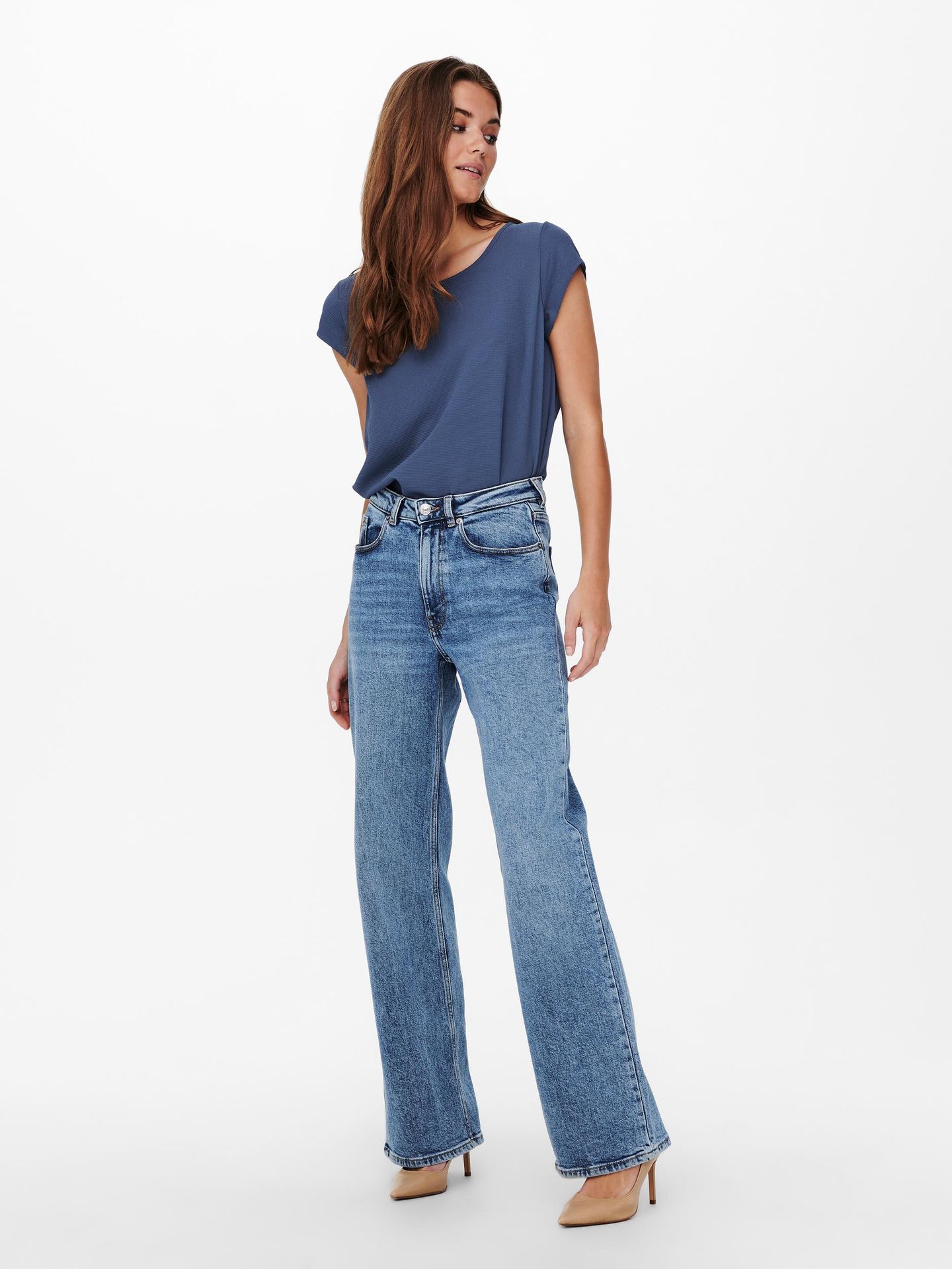 Only ONLVIC S/S SOLID TOP NOOS PTM - Vintage Indigo Vintage Indigo 2900131618021