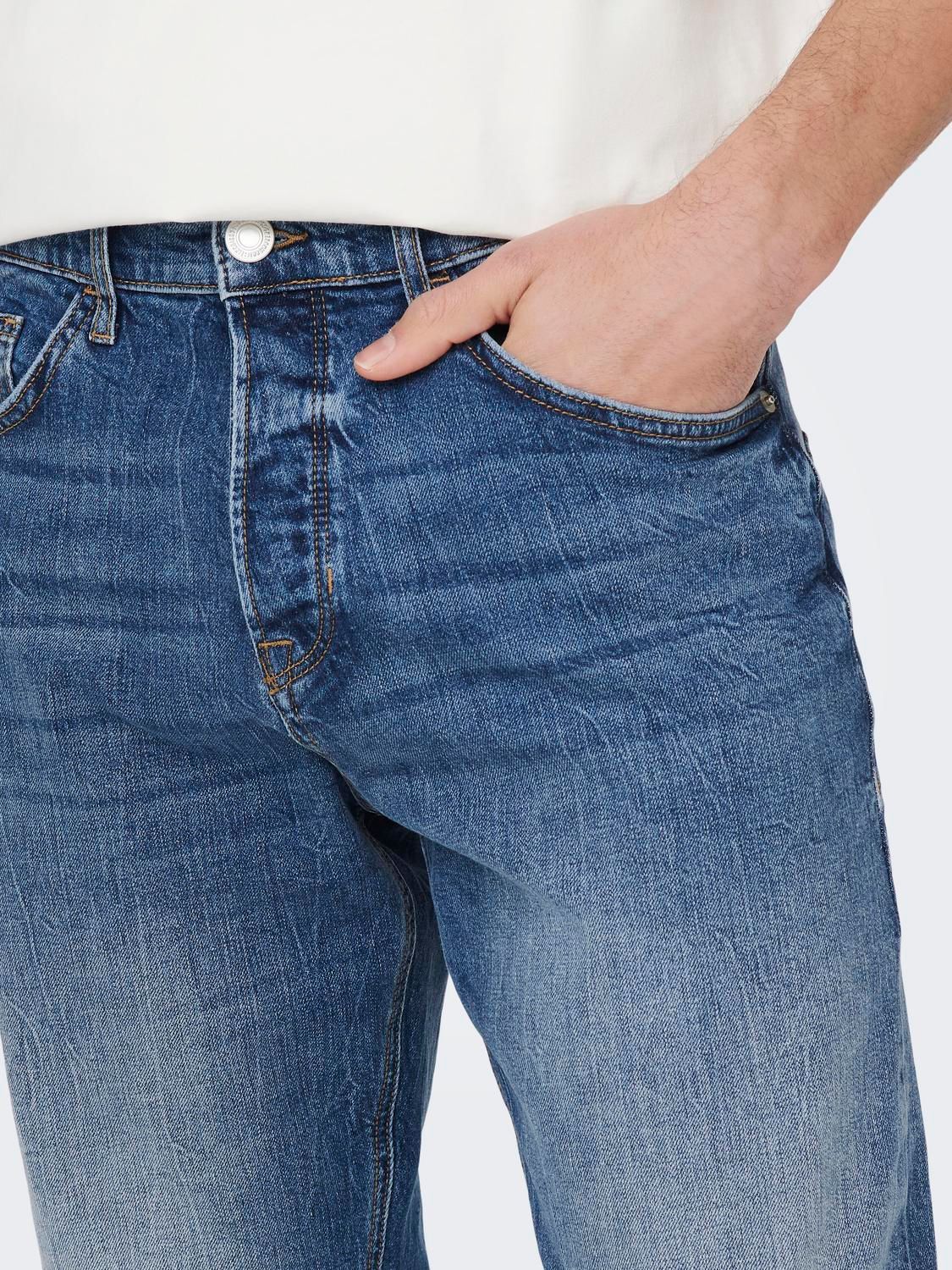 Only & Sons ONSAVI COMFORT DM. BLUE 4935 JEANS - Dark Medium B Dark Medium Blue Denim 2900132147124