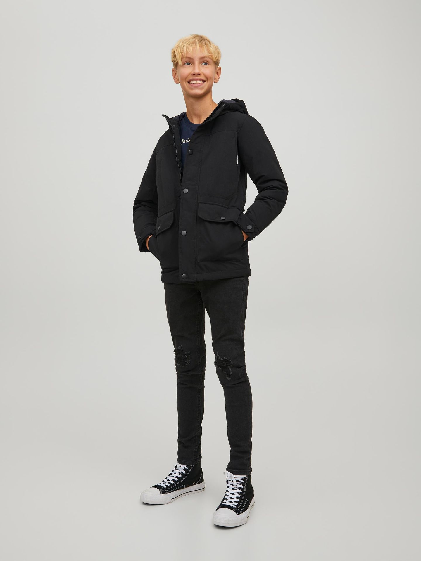 Jack & Jones JJETIKO PARKA JNR - Black Black 2900132303032
