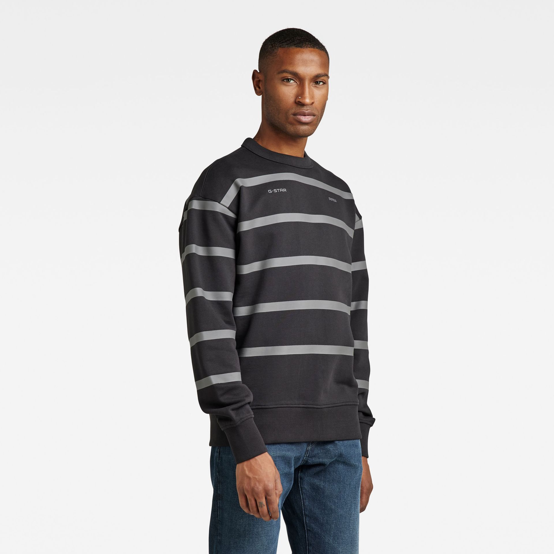 G-star Raw Placed stripe sw r D524 - D524 dk black/granite st D524 dk black/granite stripe 2900133470047
